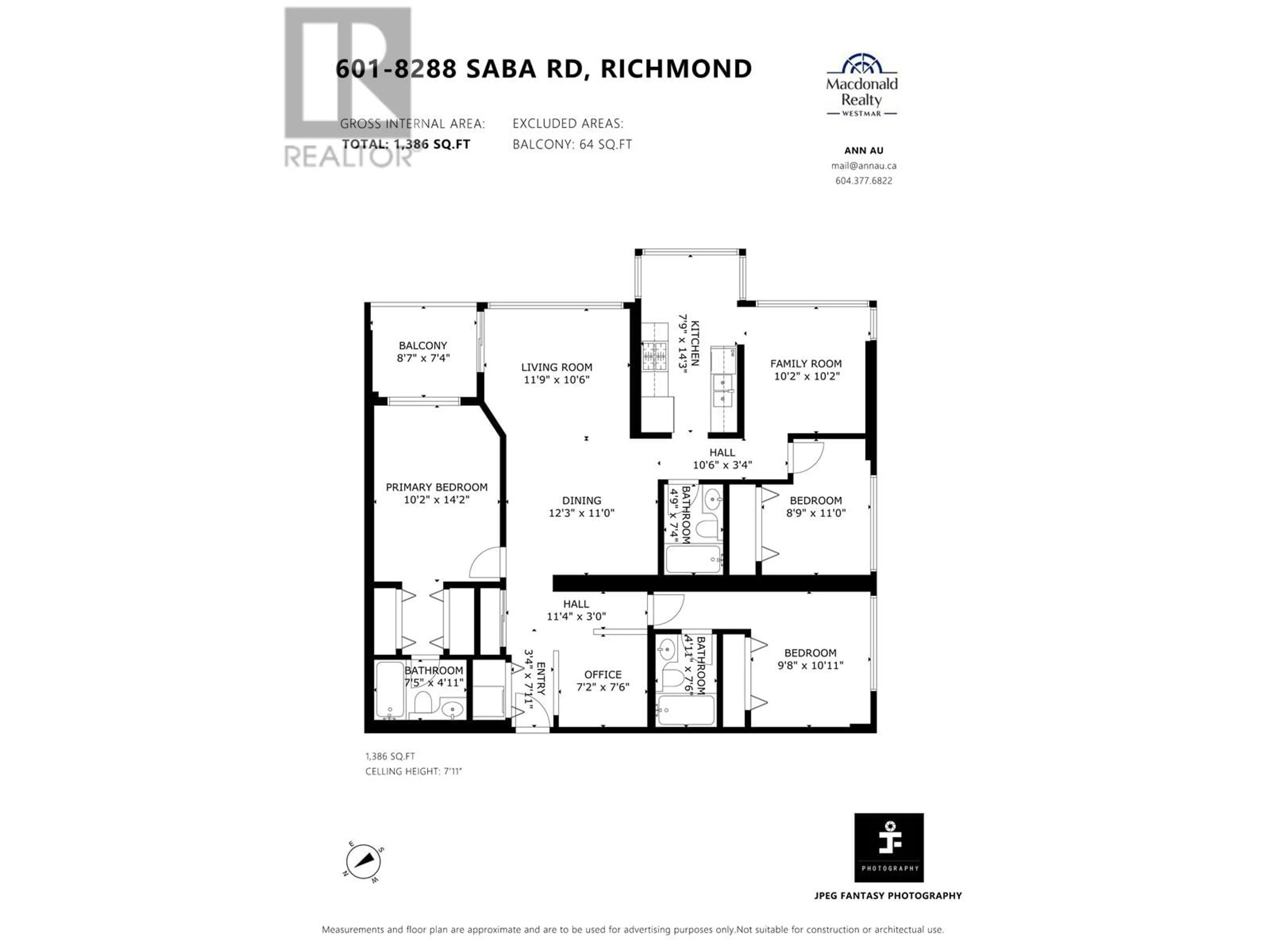 Floor plan for 601 - 8288 SABA ROAD, Richmond British Columbia V6Y4C8