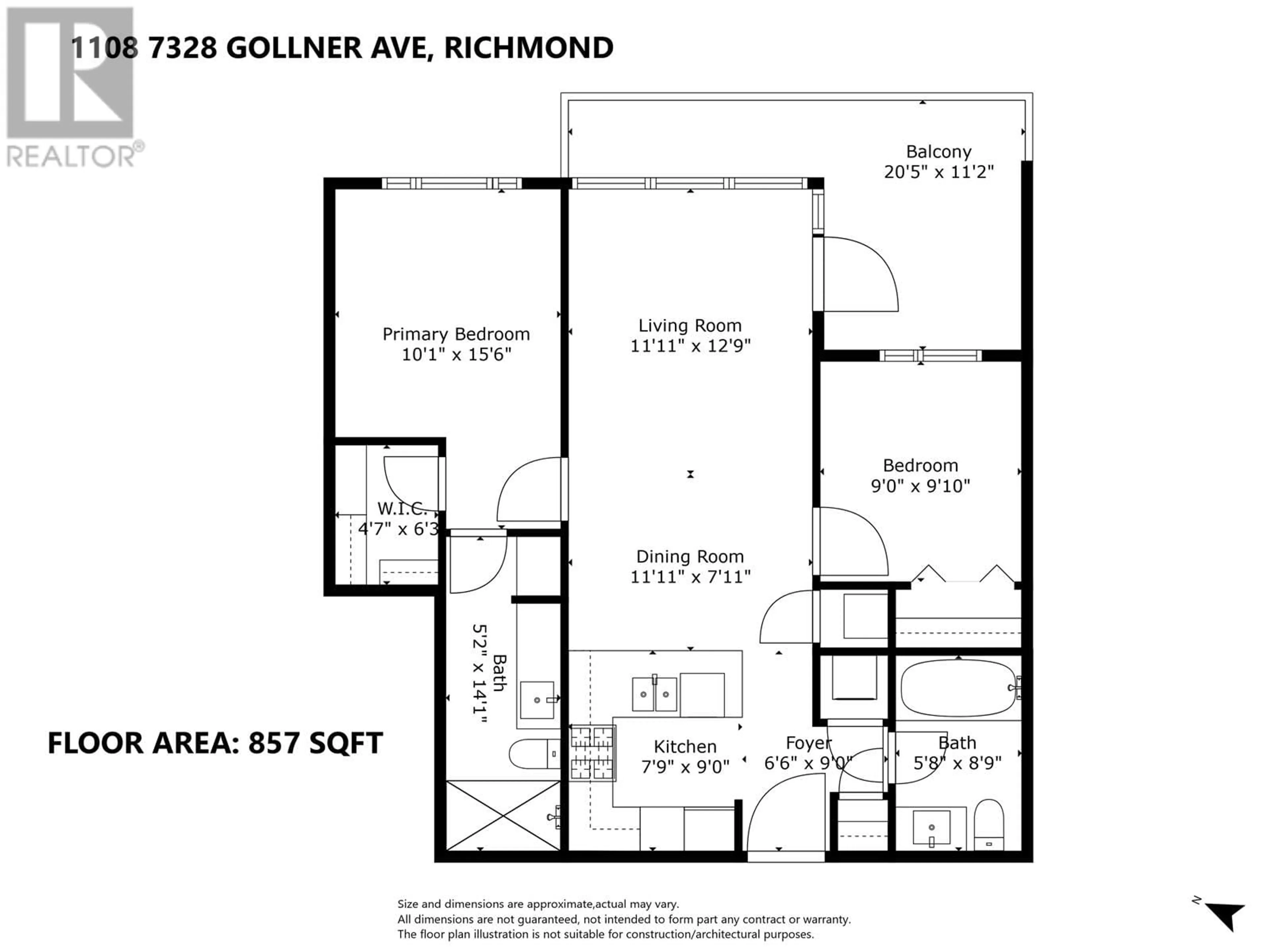 Floor plan for 1108 - 7328 GOLLNER AVENUE, Richmond British Columbia V6Y0H7