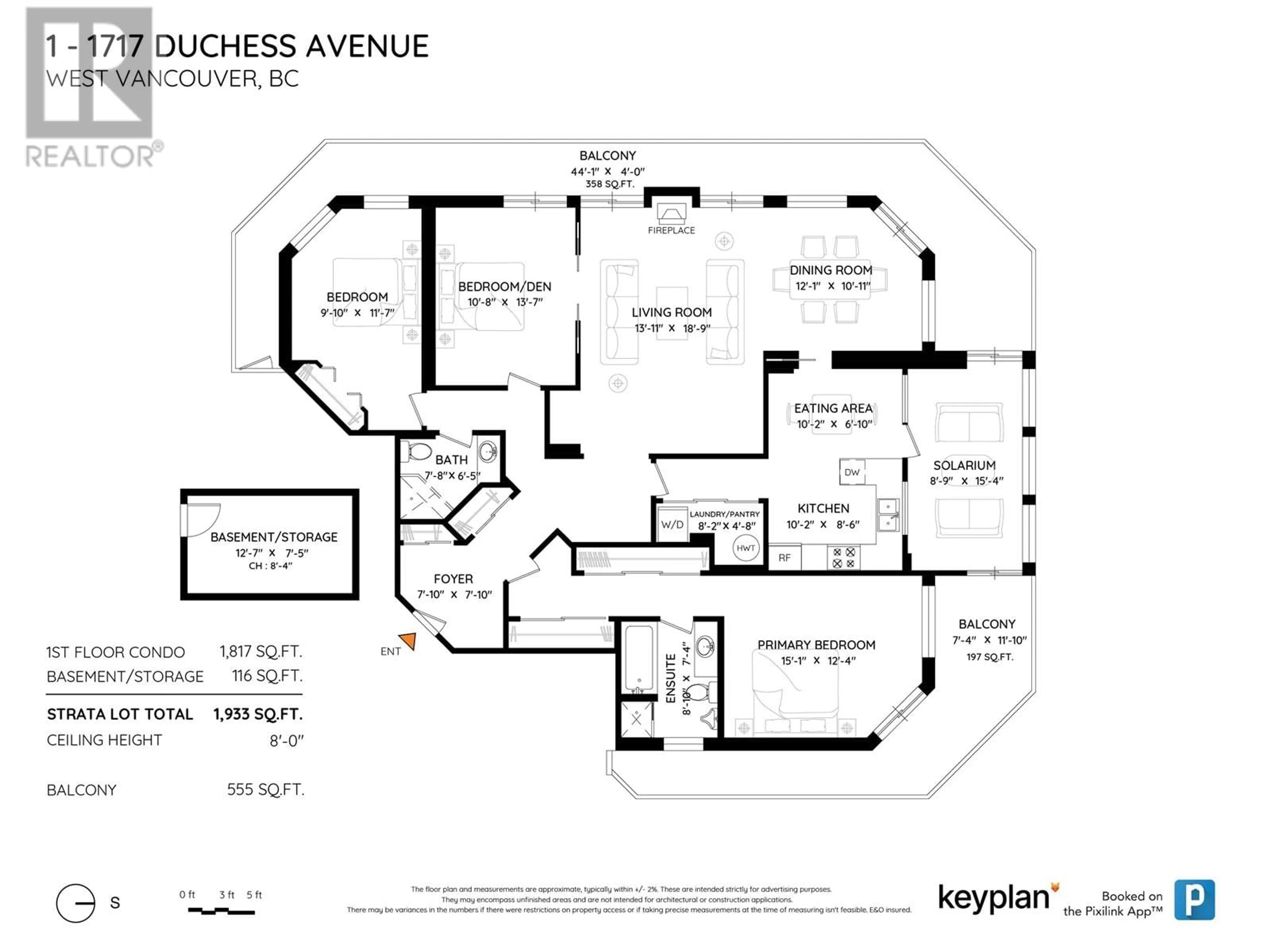 Floor plan for 1 - 1717 DUCHESS AVENUE, West Vancouver British Columbia V7V1P8