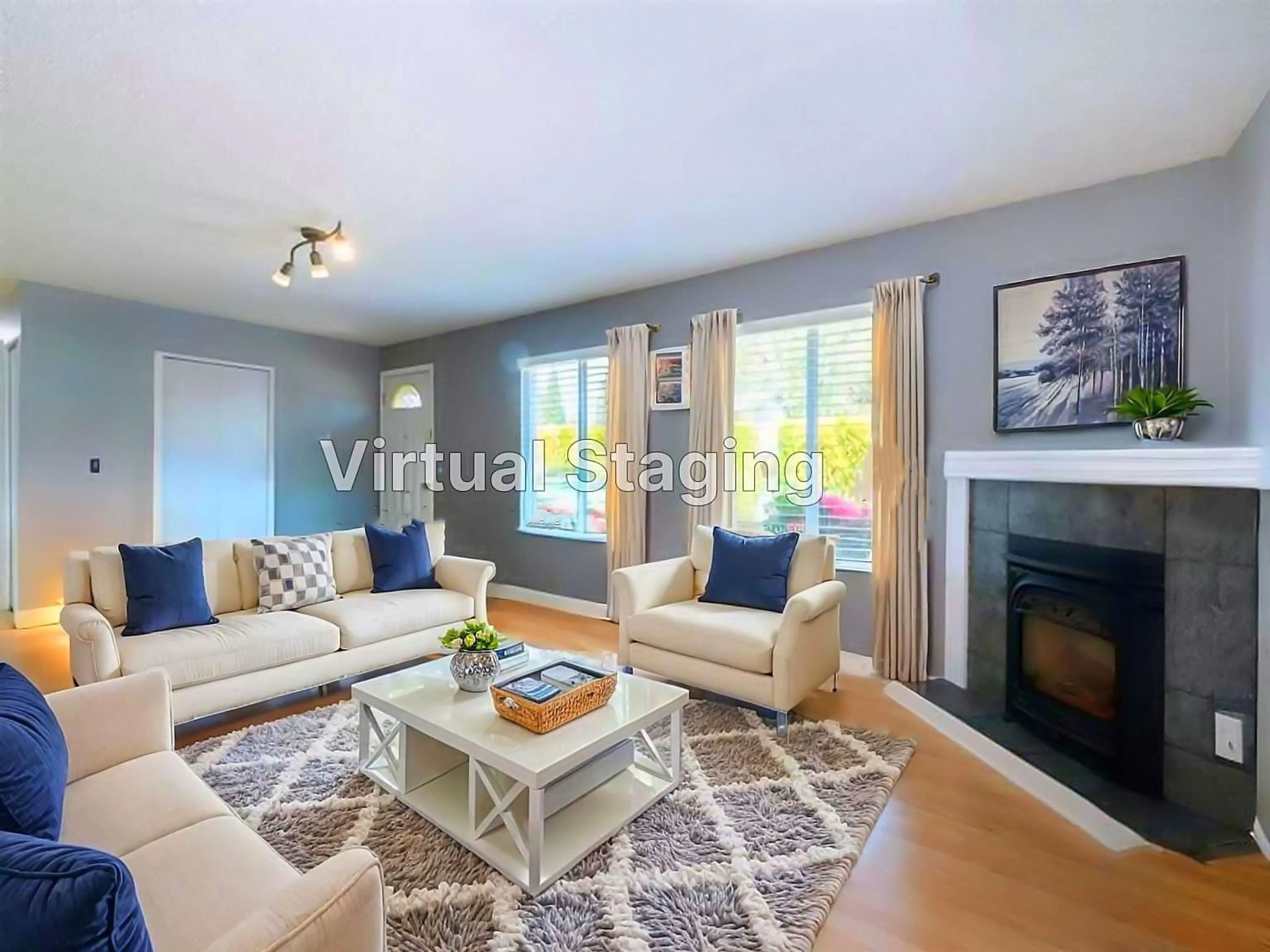 Living room with furniture, wood/laminate floor for 5323 199A, Langley British Columbia V3A6V2