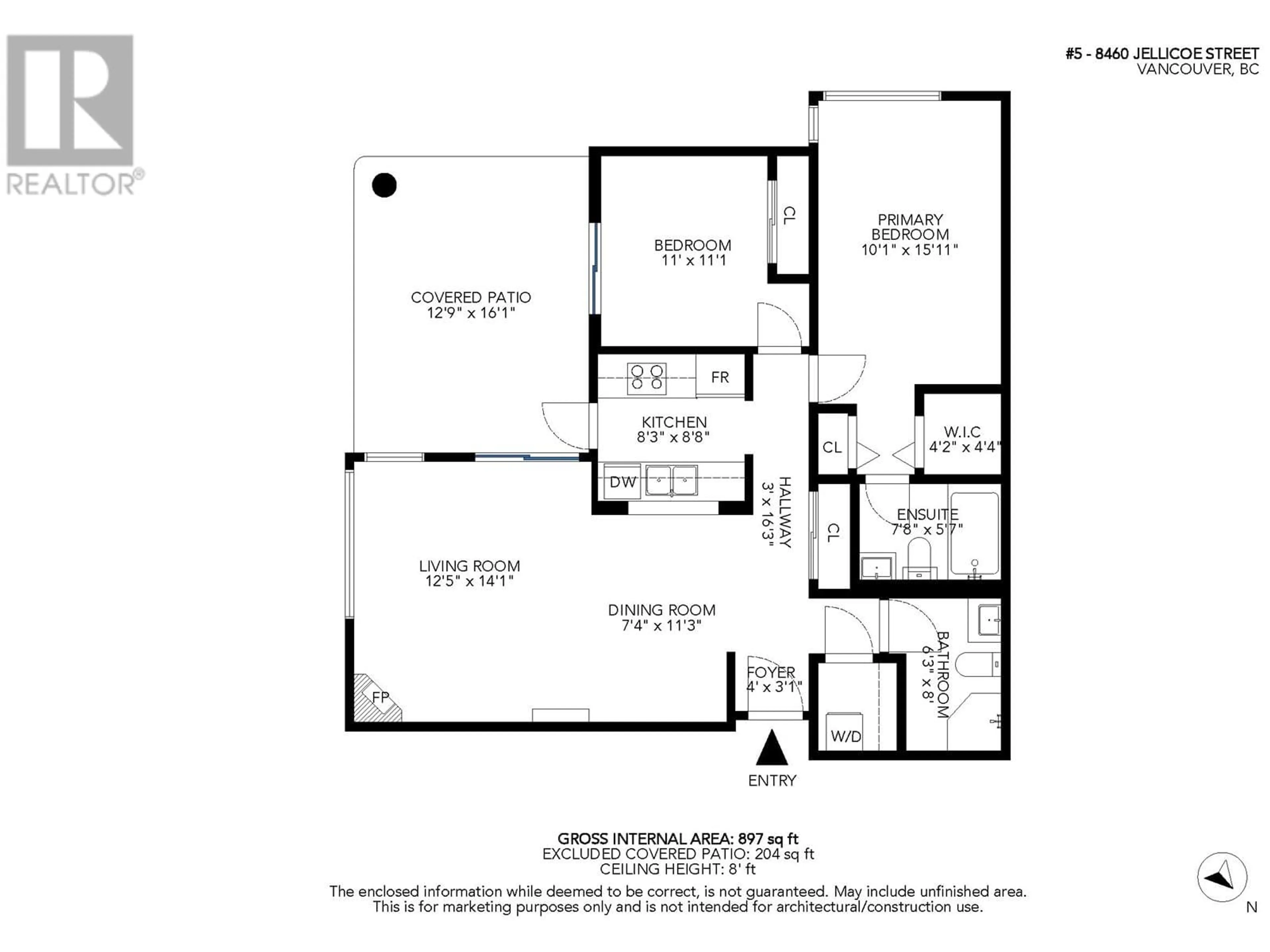 Floor plan for 5 - 8460 JELLICOE STREET, Vancouver British Columbia V5S4S8