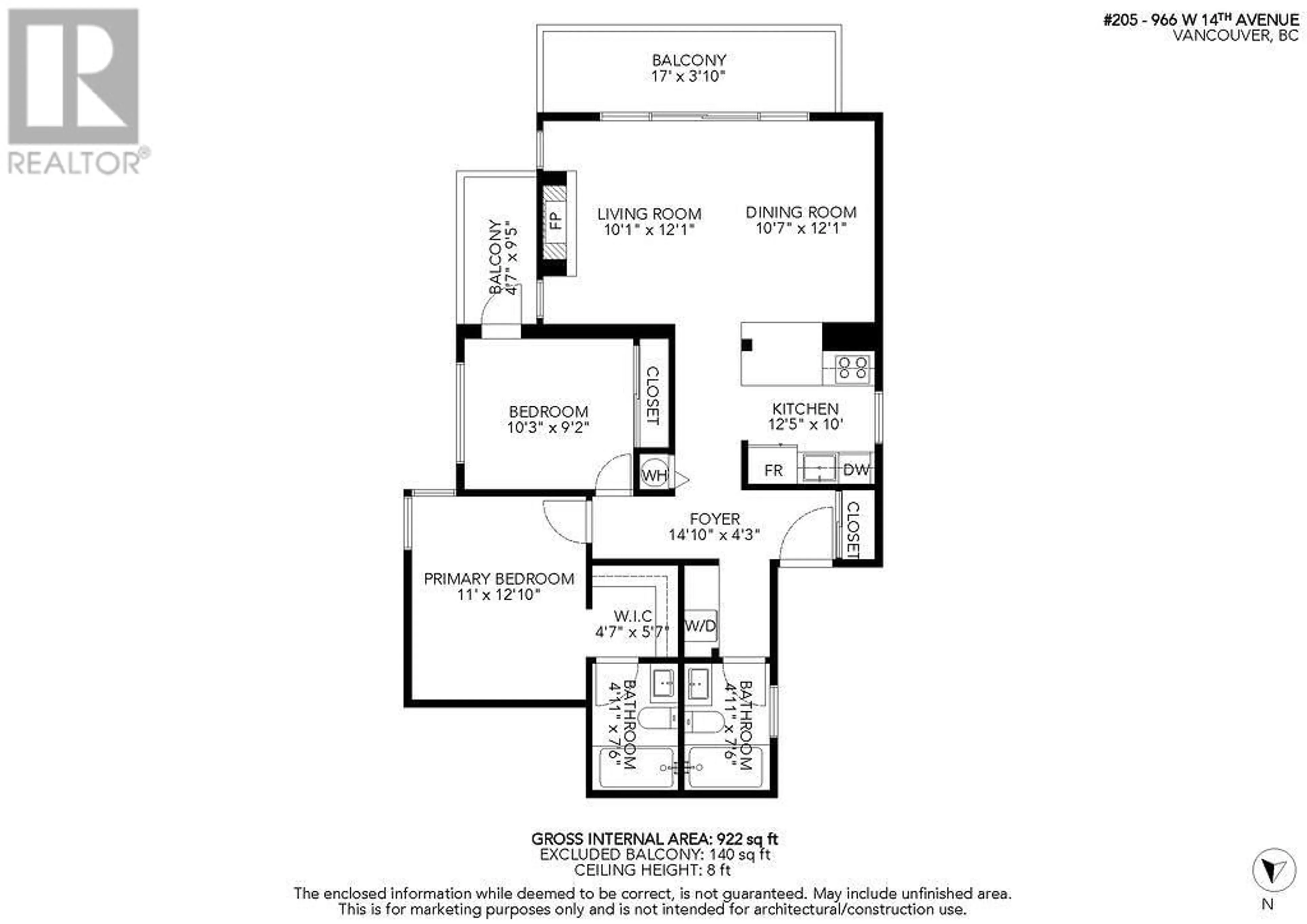 Floor plan for 205 - 966 14TH AVENUE, Vancouver British Columbia V5Z1R4