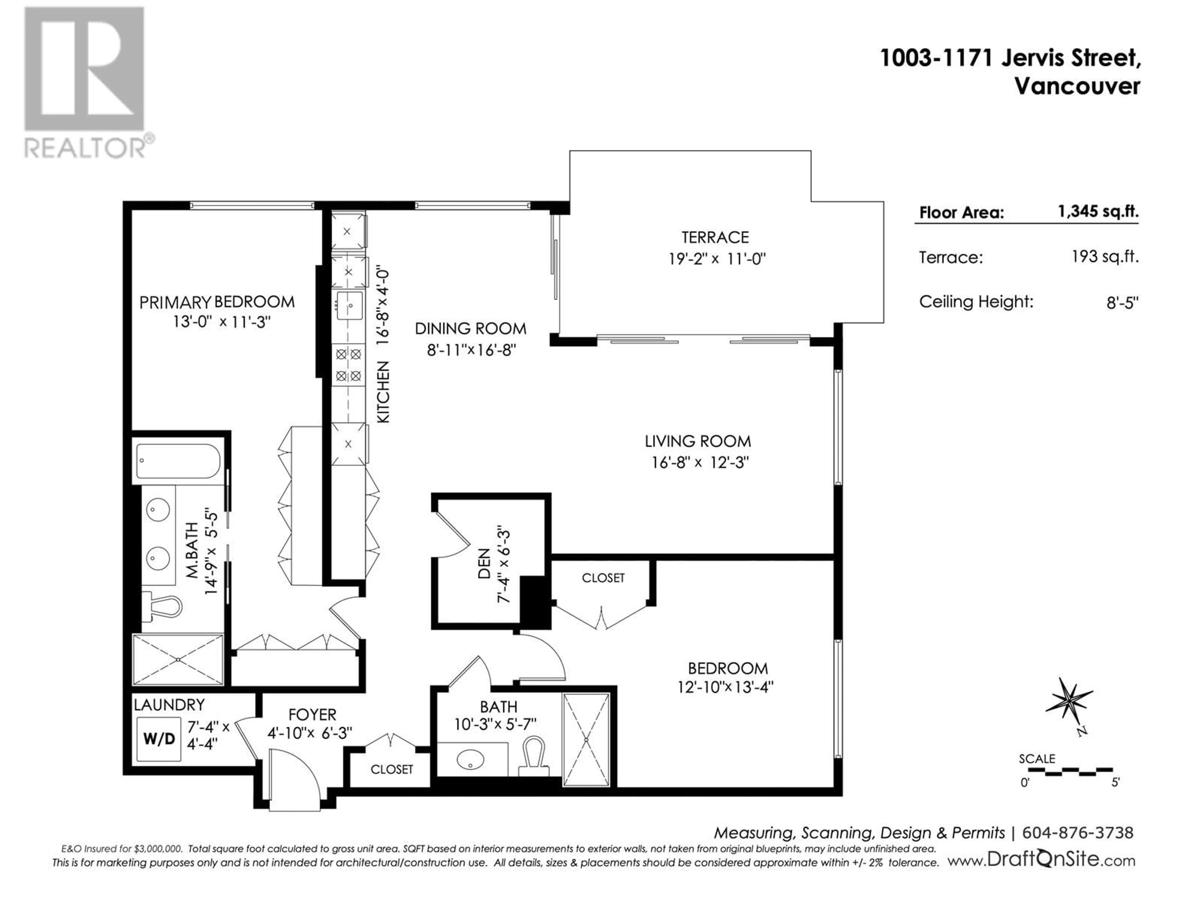 Floor plan for 1003 - 1171 JERVIS STREET, Vancouver British Columbia V6E0C9