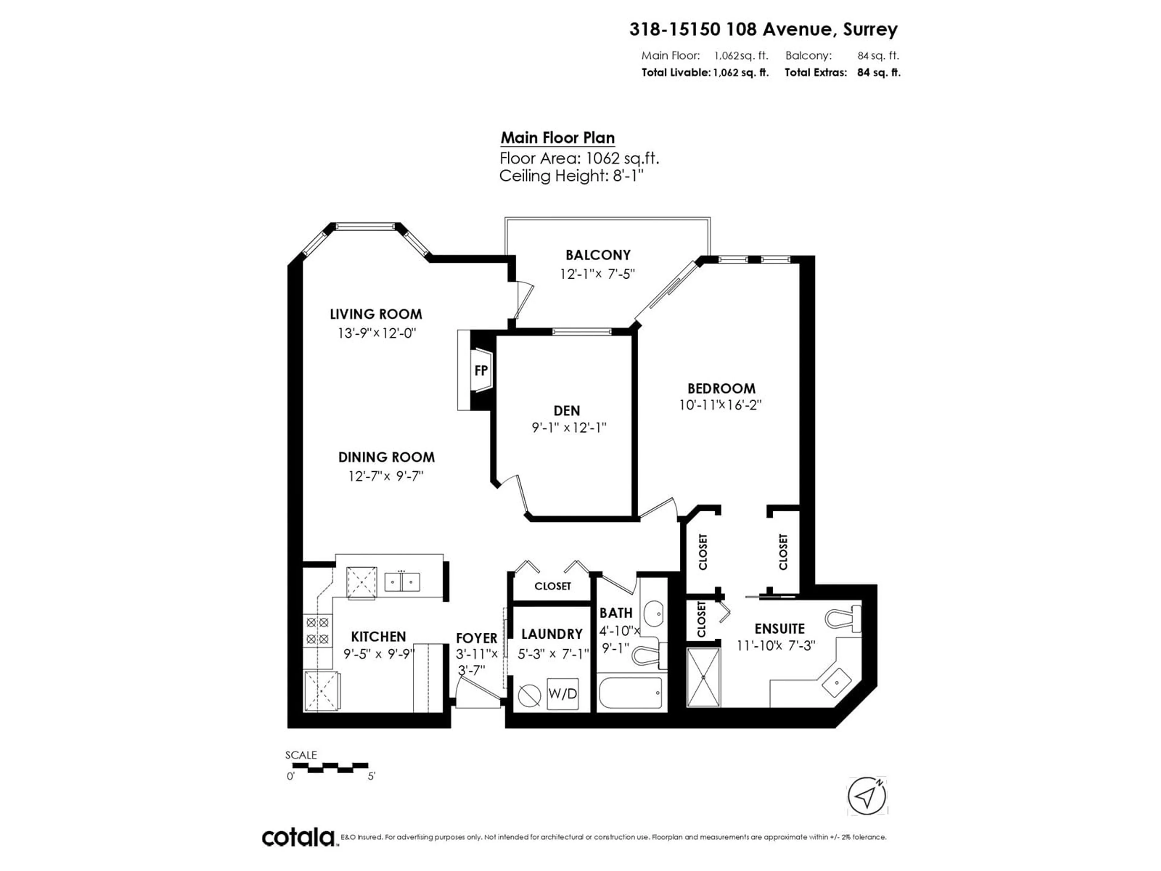 Floor plan for 318 - 15150 108, Surrey British Columbia V3R0V1