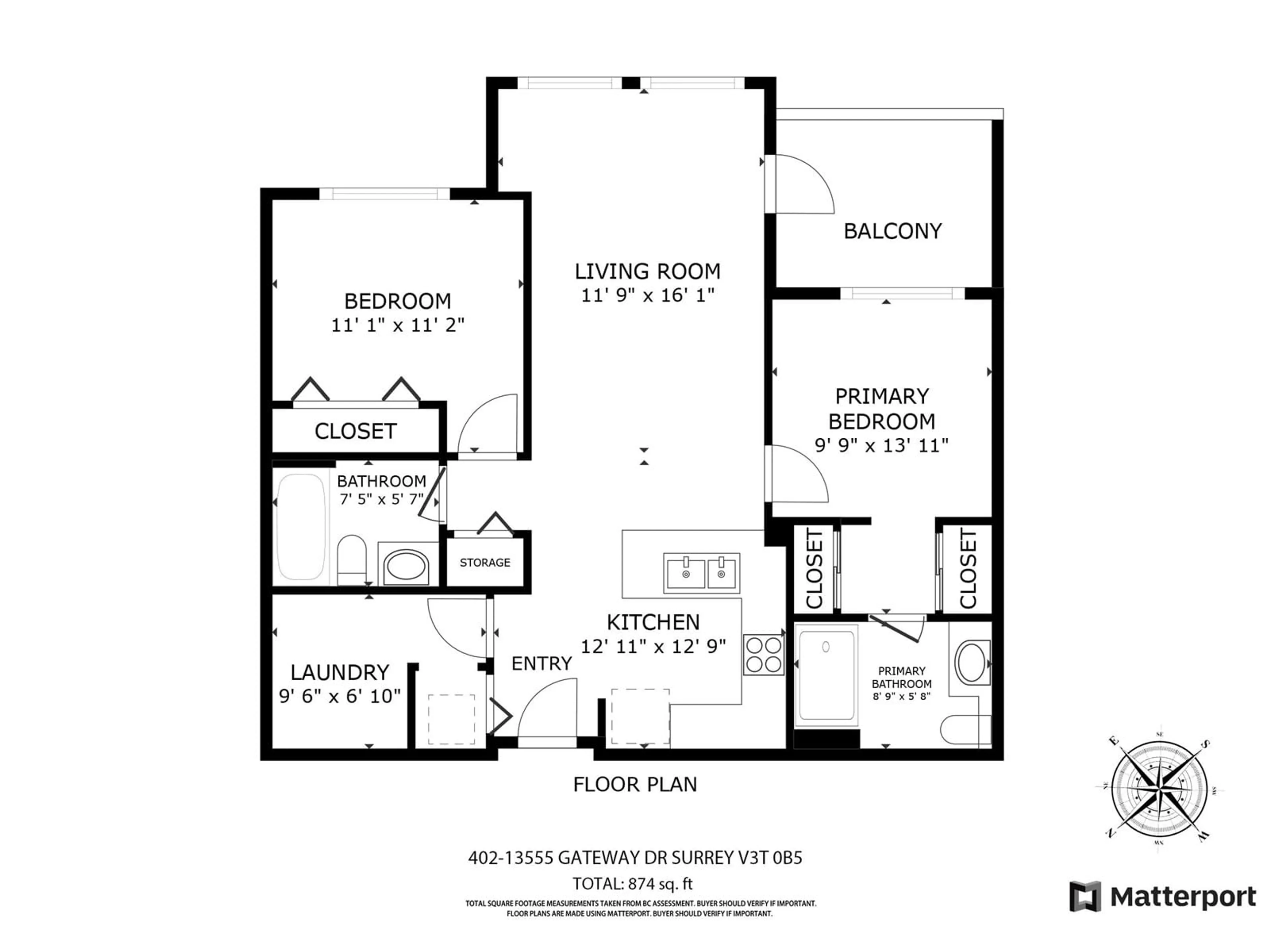 Floor plan for 402 - 13555 GATEWAY, Surrey British Columbia V3T0B5