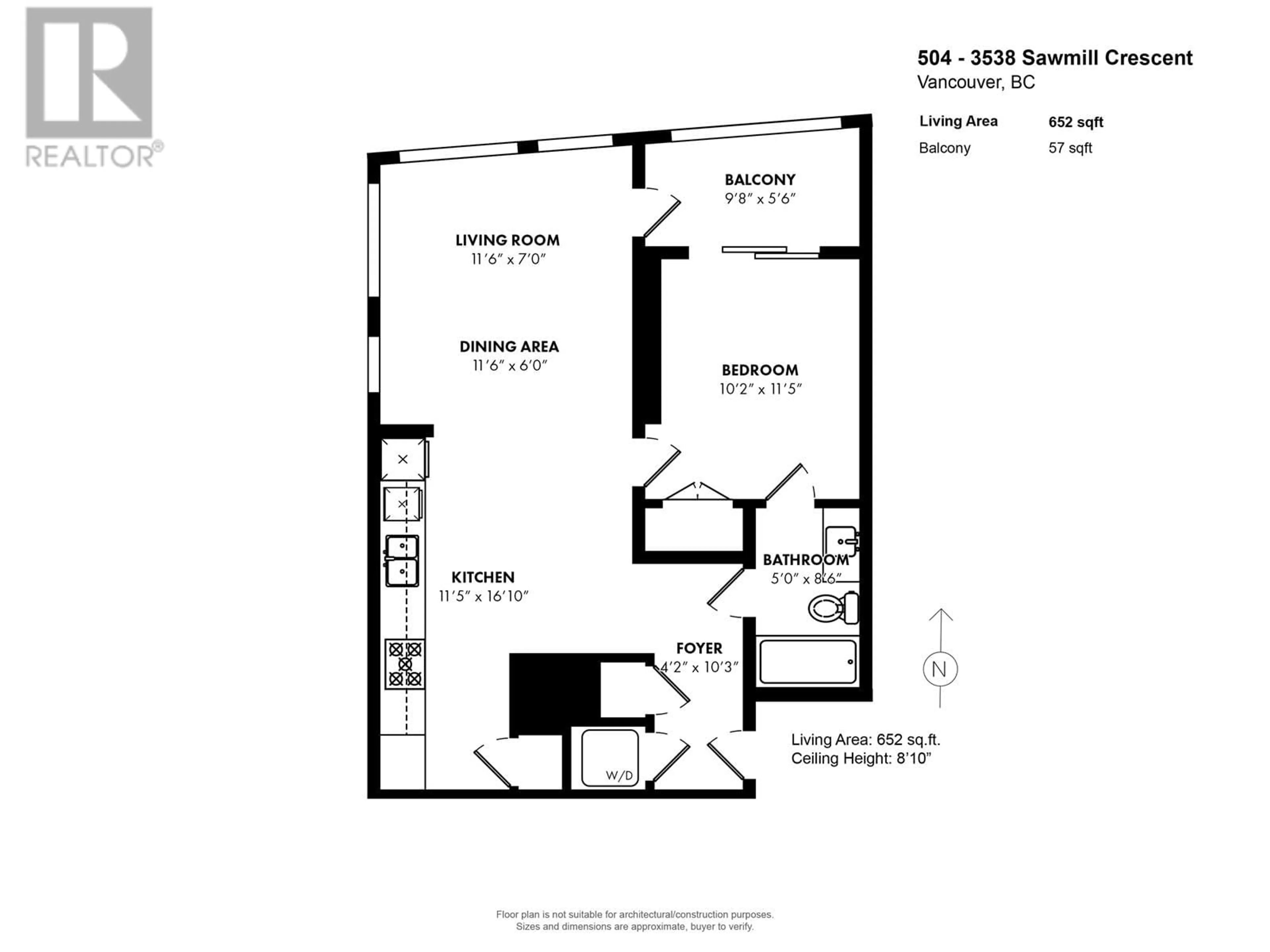 Floor plan for 504 - 3538 SAWMILL CRESCENT, Vancouver British Columbia V5S0J8