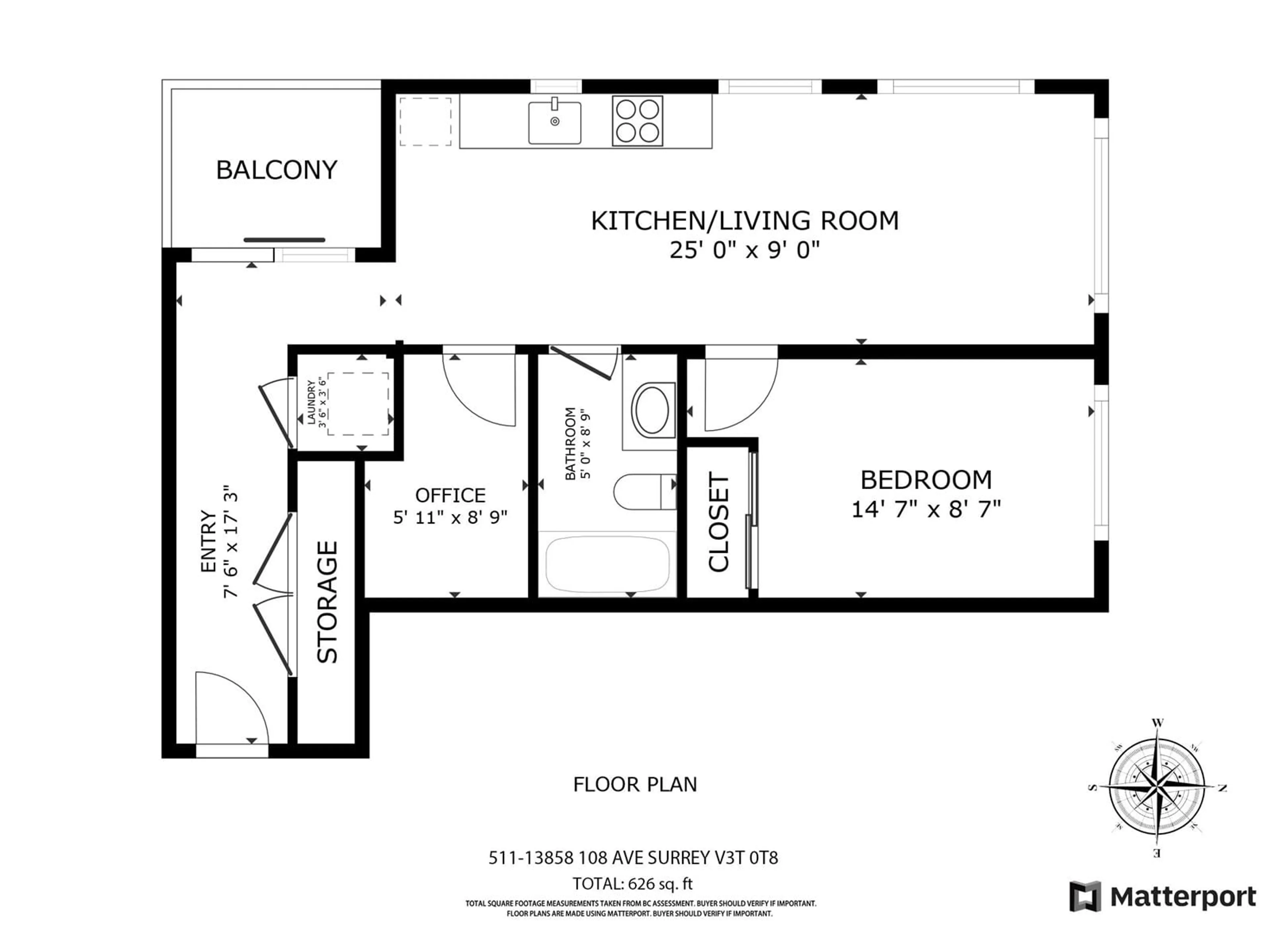 Floor plan for 511 - 13858 108, Surrey British Columbia V3T0T8