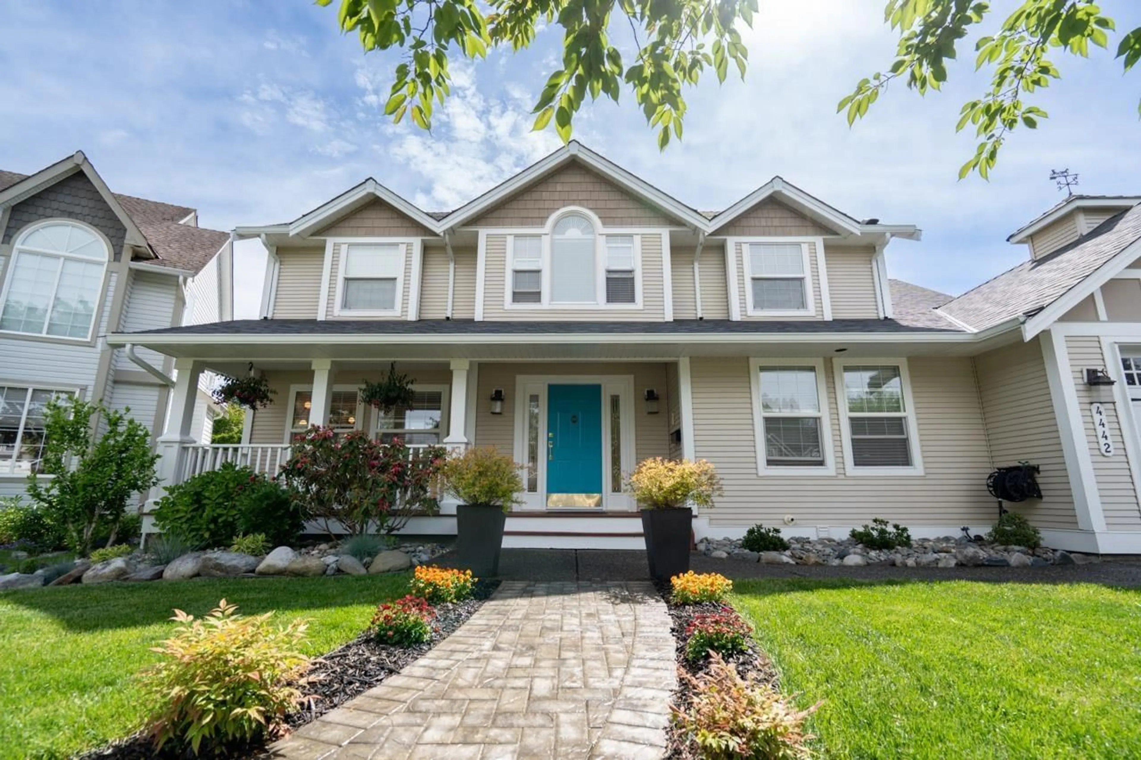 Home with vinyl exterior material, street for 4442 209B, Langley British Columbia V3A8Y8