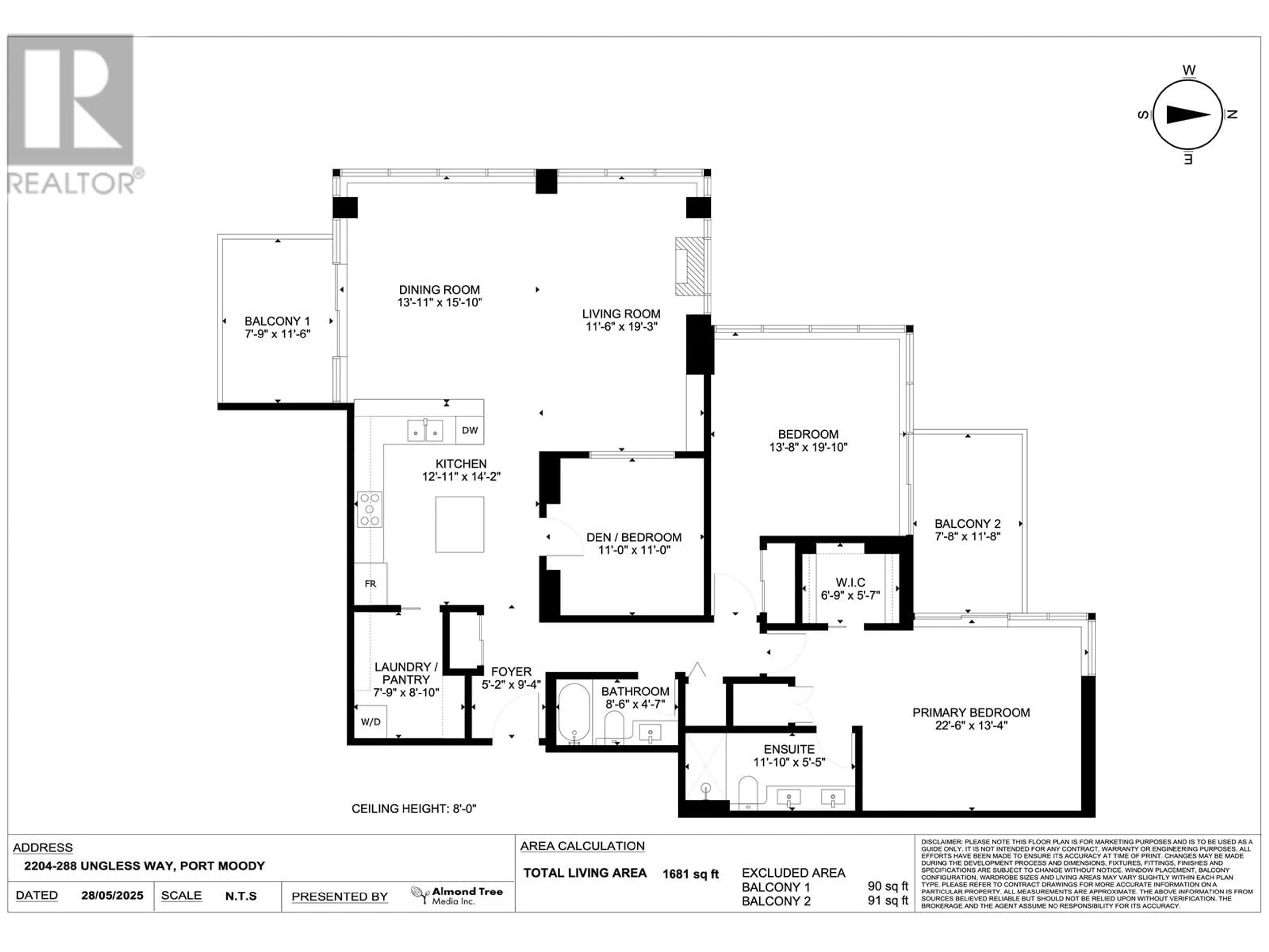 Floor plan for 2204 - 288 UNGLESS WAY, Port Moody British Columbia V3H0C9