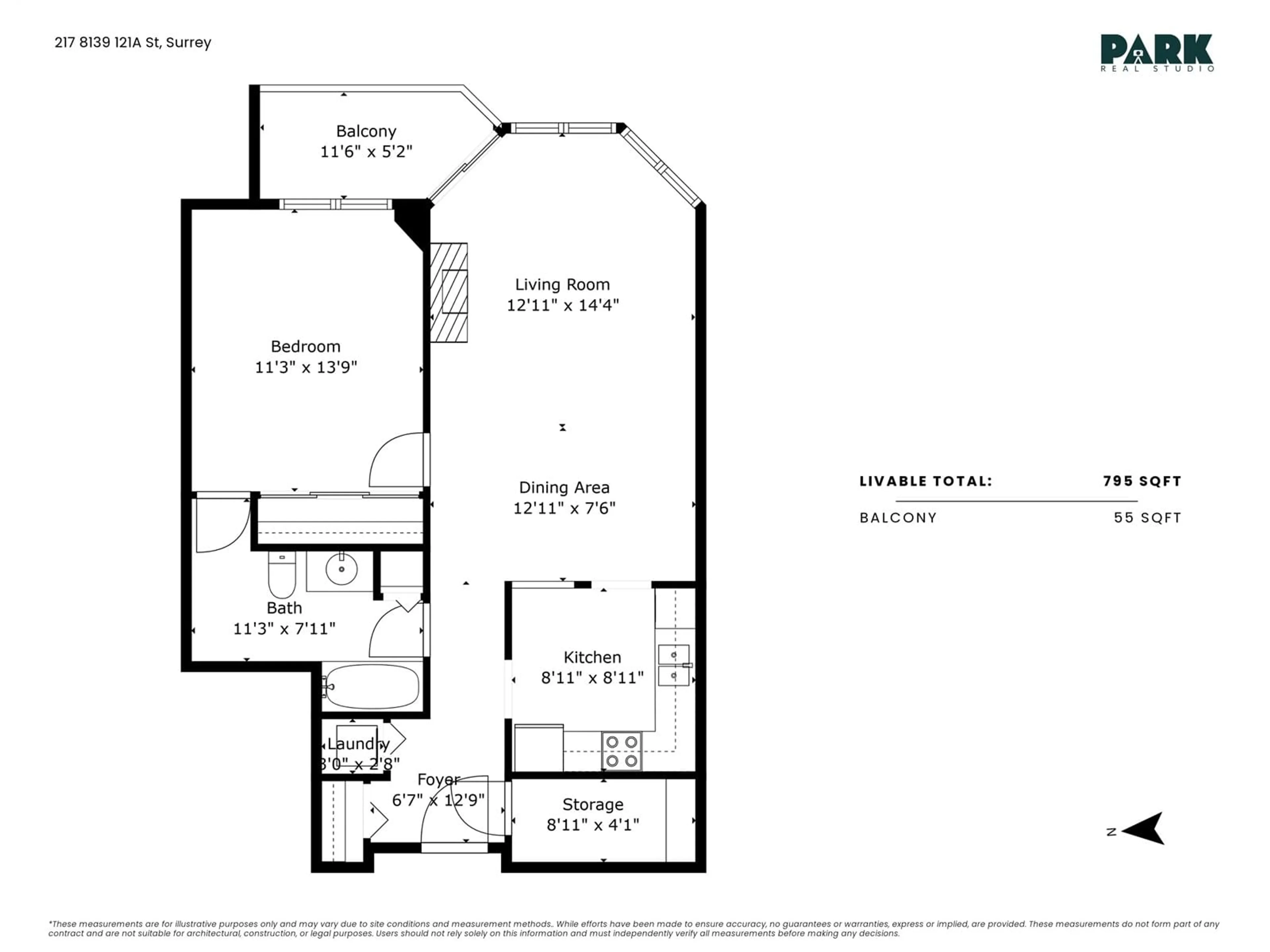Floor plan for 217 - 8139 121A, Surrey British Columbia V3W0Z2