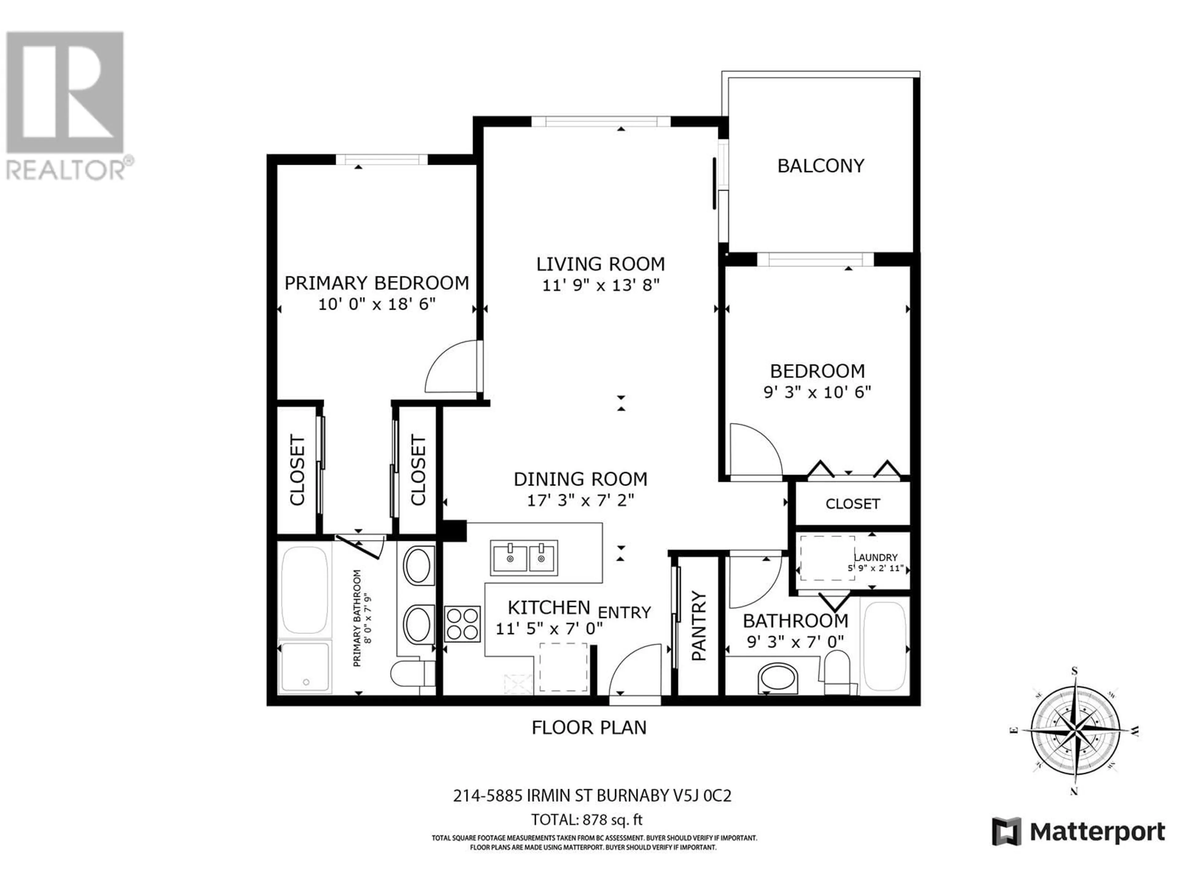 Floor plan for 214 - 5885 IRMIN STREET, Burnaby British Columbia V5J0C2