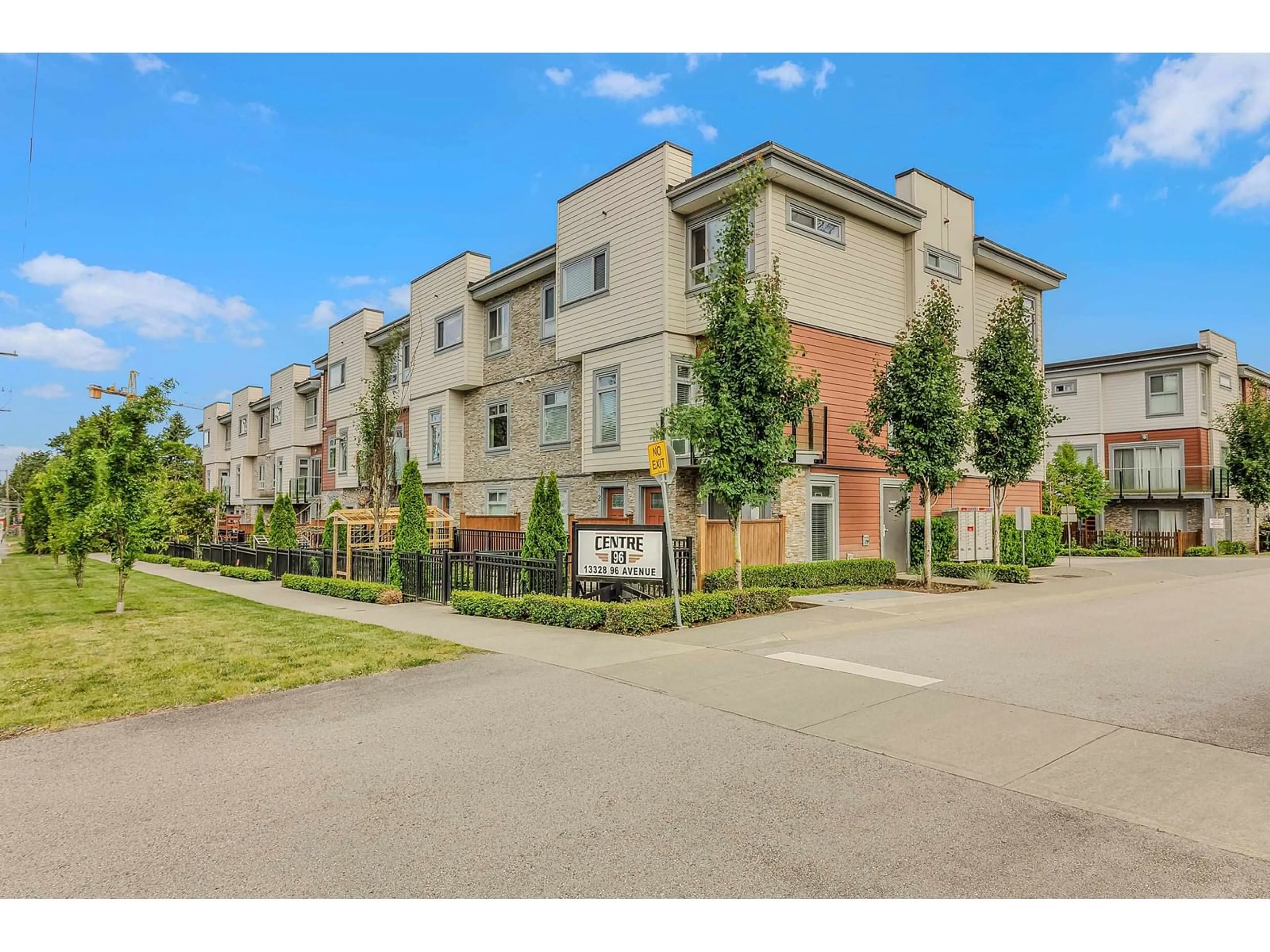 A pic from outside/outdoor area/front of a property/back of a property/a pic from drone, street for 1 - 13328 96, Surrey British Columbia V3V1Y4