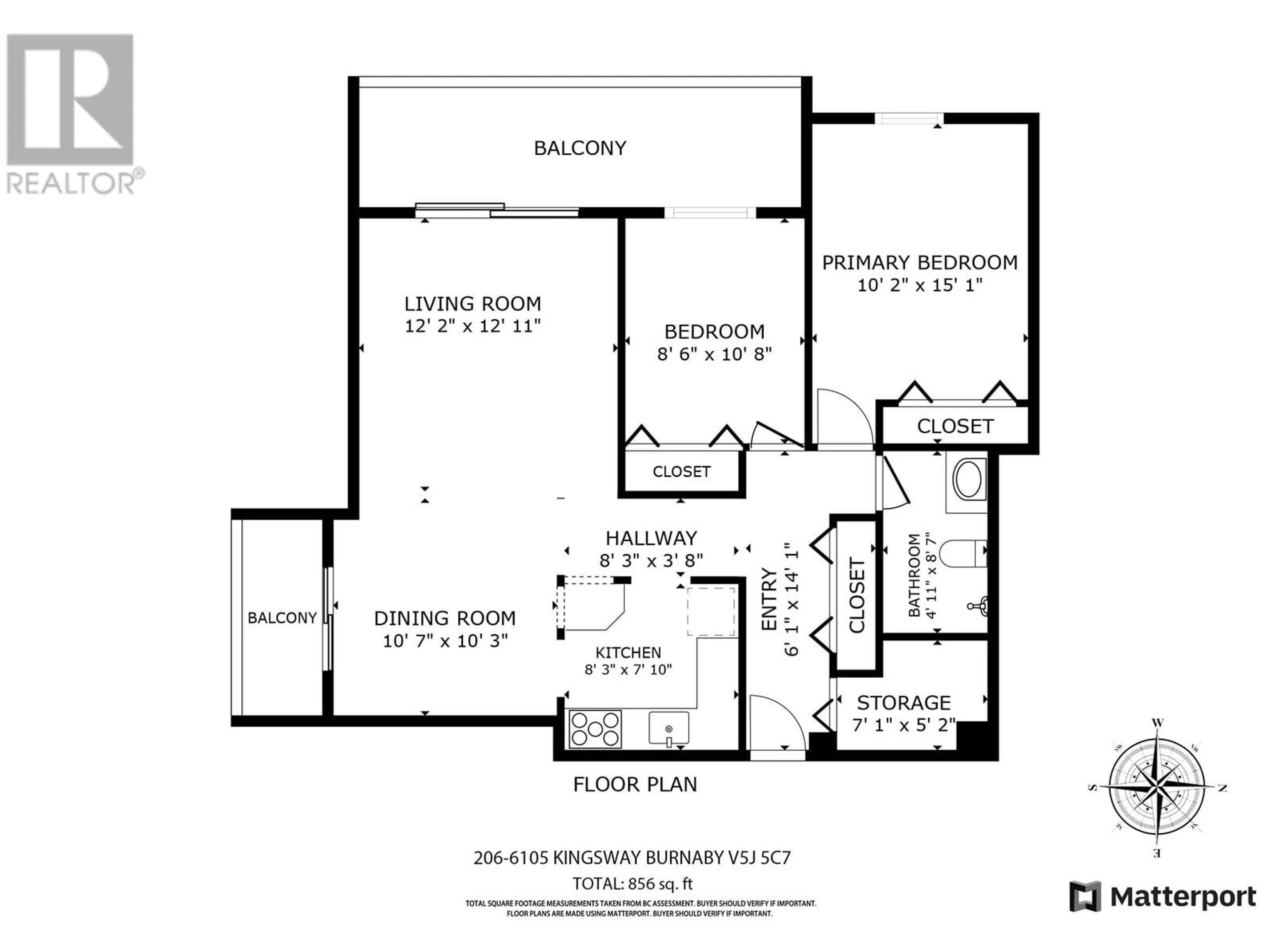 Floor plan for 206 - 6105 KINGSWAY, Burnaby British Columbia V5J5C7