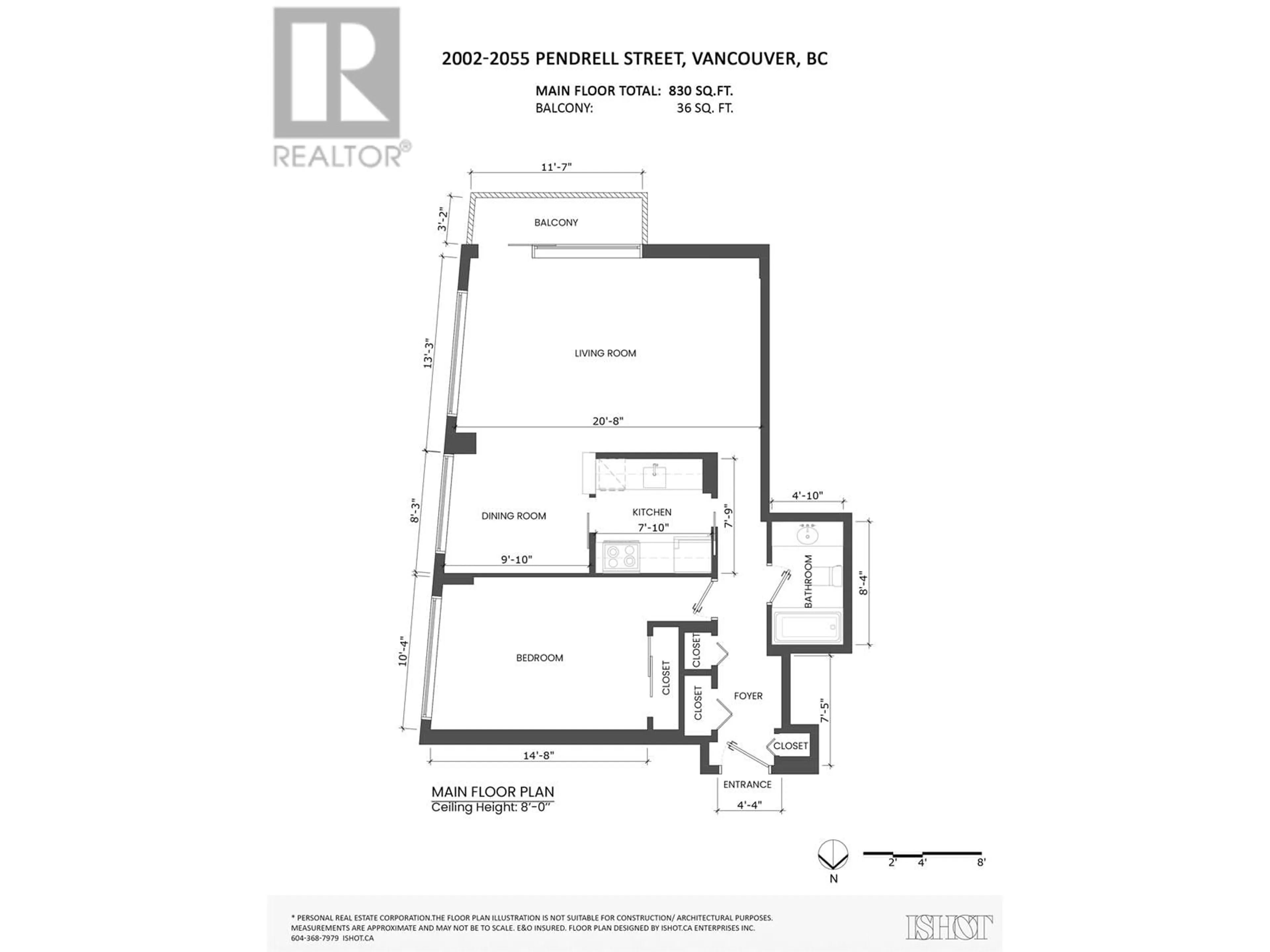 Floor plan for 2002 - 2055 PENDRELL STREET, Vancouver British Columbia V6G1T9