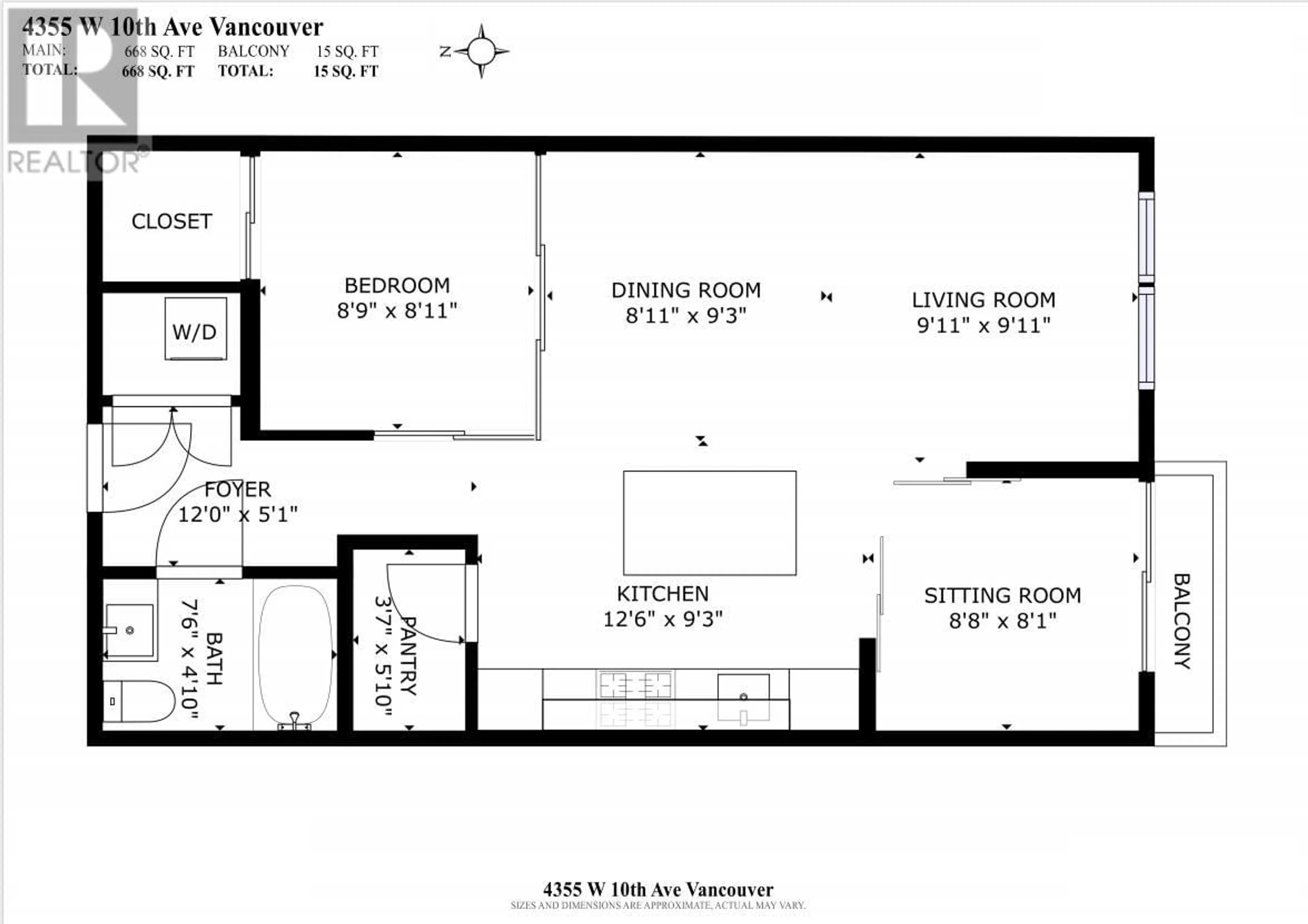 Floor plan for 307 - 4355 10TH AVENUE, Vancouver British Columbia V6R2H6