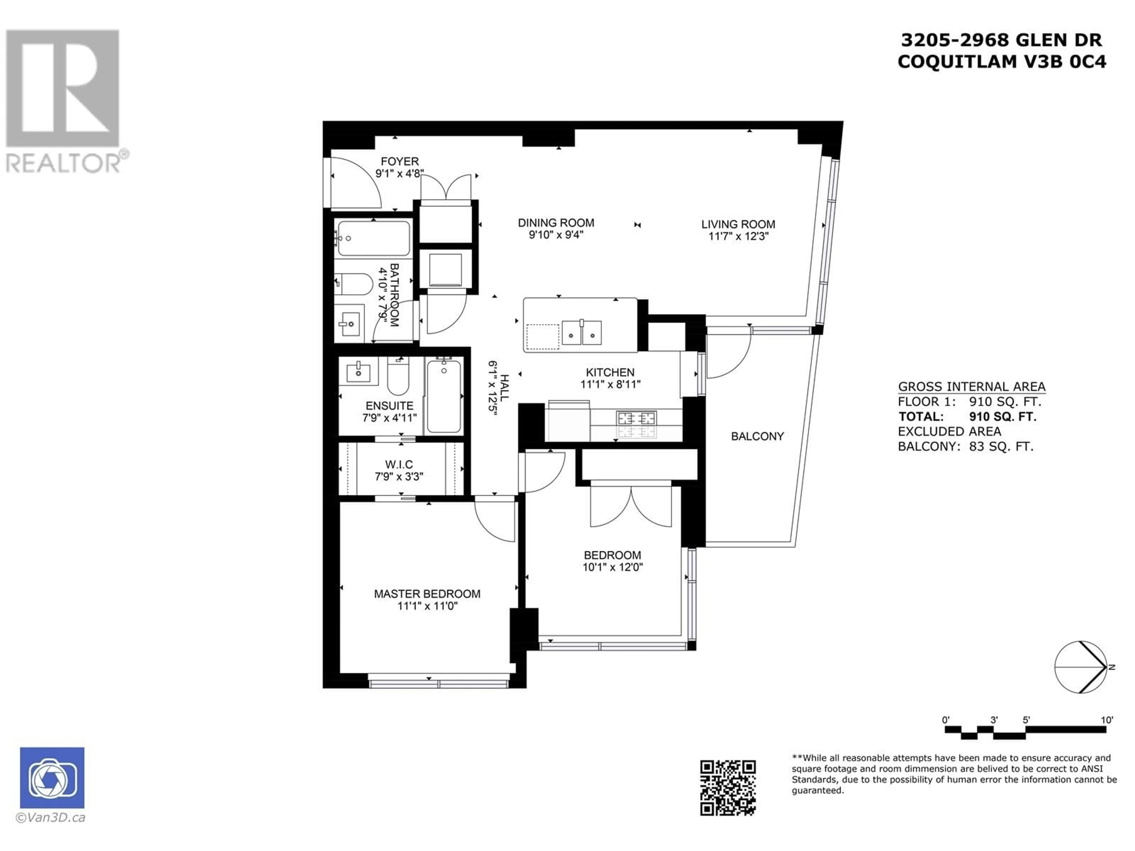 Floor plan for 3205 - 2968 GLEN DRIVE, Coquitlam British Columbia V3B0C4