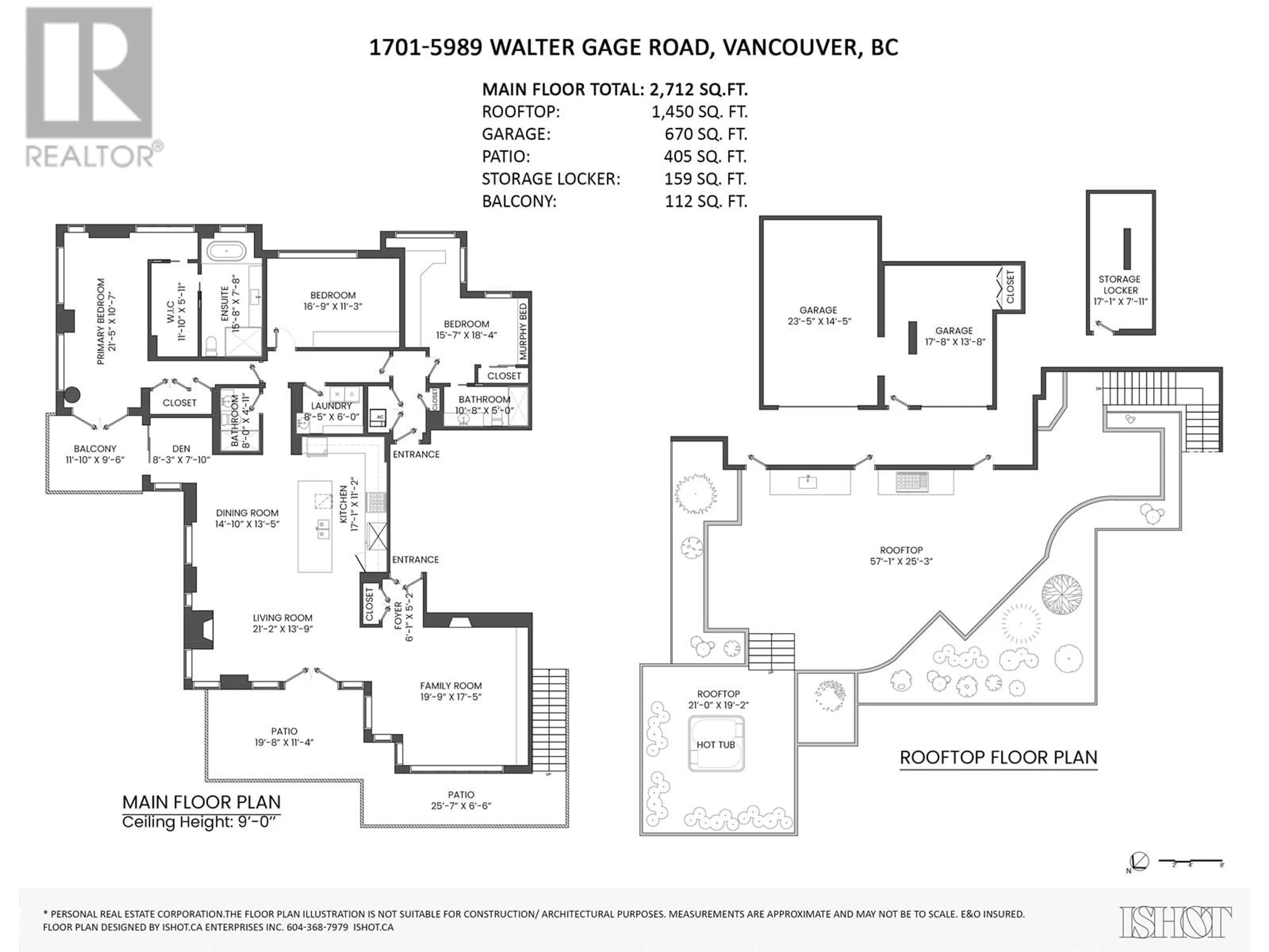Floor plan for 1701 - 5989 WALTER GAGE ROAD, Vancouver British Columbia V6T0A8