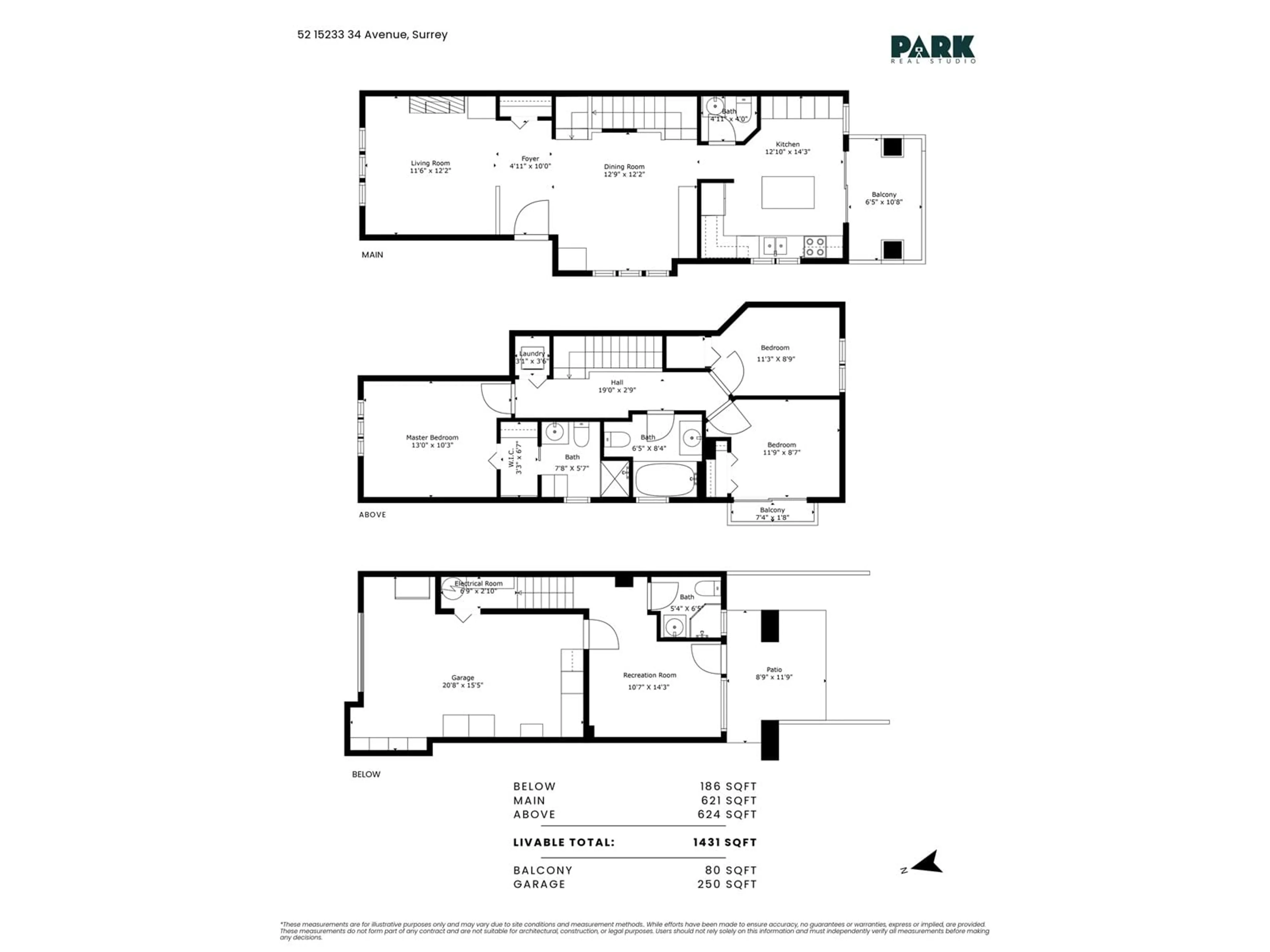 Floor plan for 52 - 15233 34, Surrey British Columbia V3Z2T7