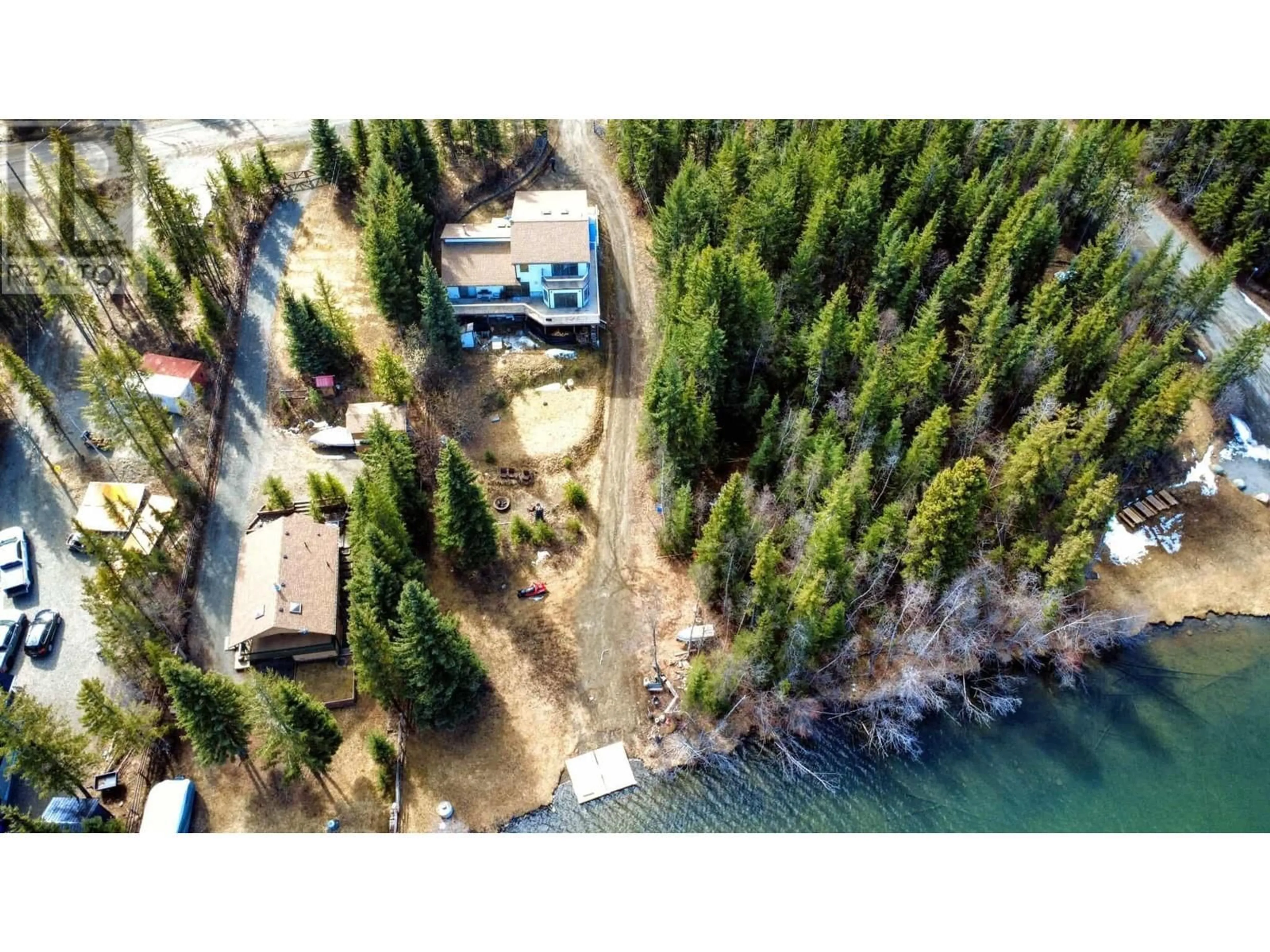 A pic from outside/outdoor area/front of a property/back of a property/a pic from drone, water/lake/river/ocean view for 7607 BEAZELY ROAD, Deka Lake / Sulphurous / Hathaway Lakes British Columbia V0K1X3