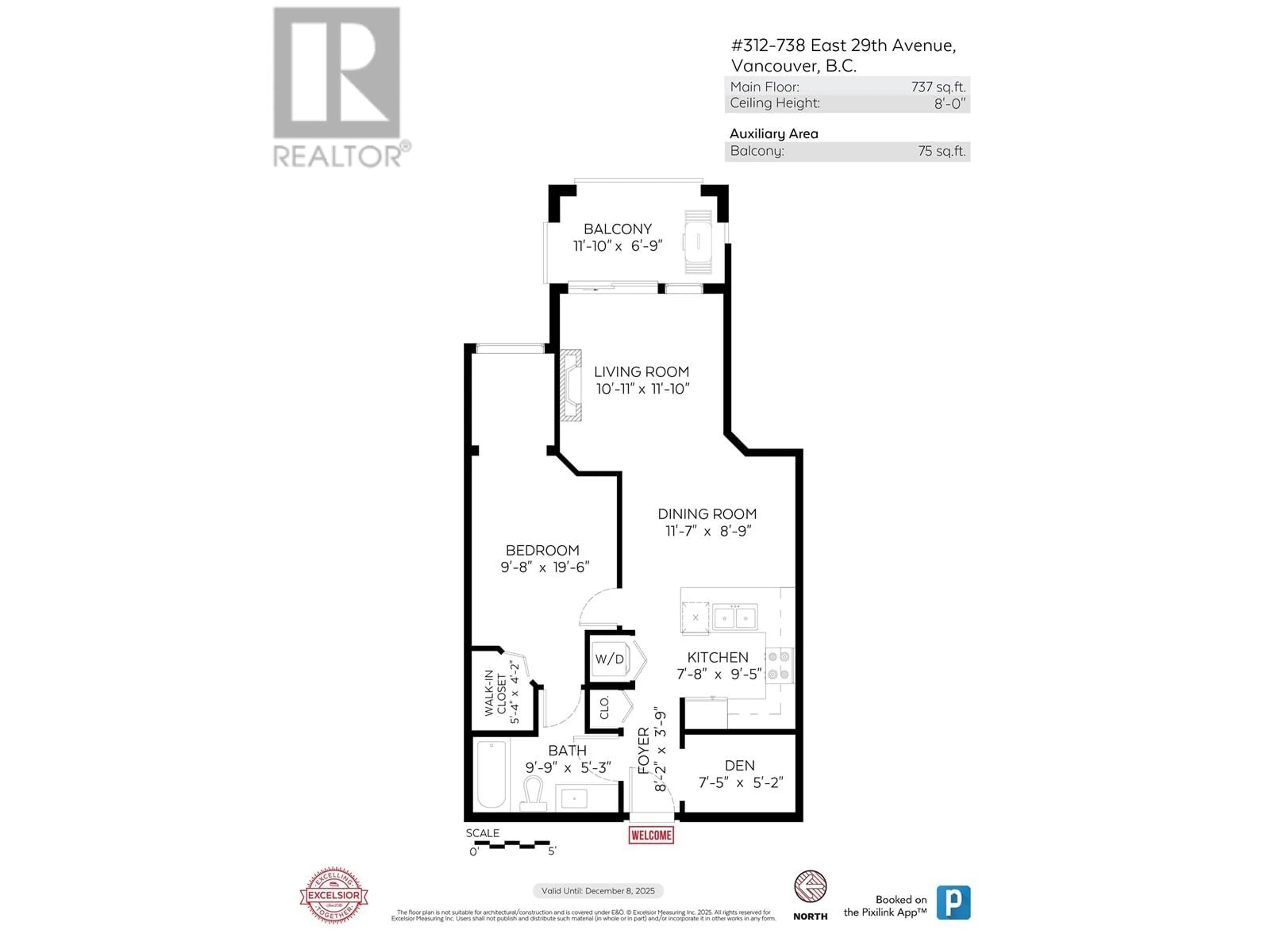Floor plan for 312 - 738 29TH AVENUE, Vancouver British Columbia V5V0B6