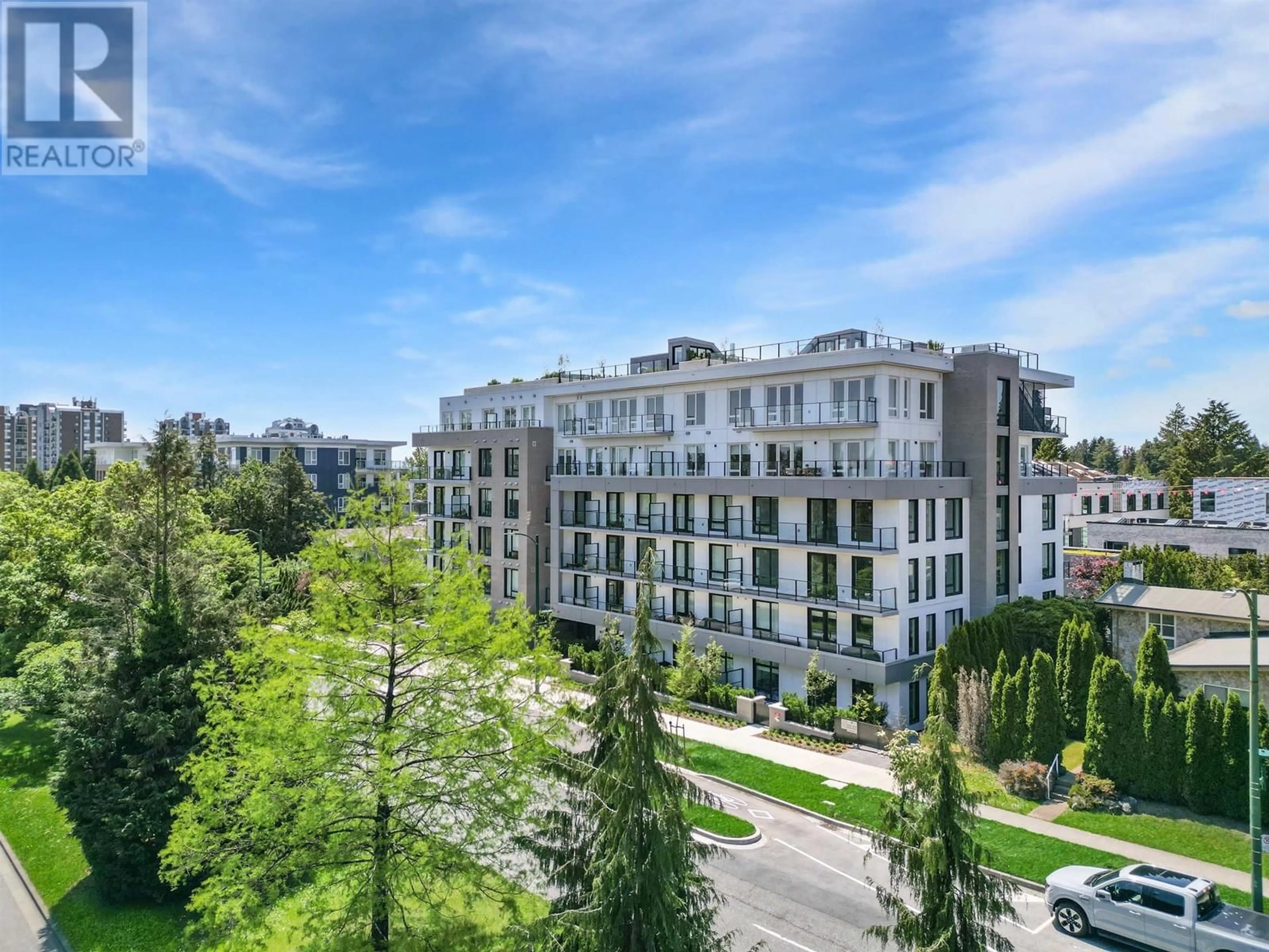 A pic from outside/outdoor area/front of a property/back of a property/a pic from drone, city buildings view from balcony for 305 - 6859 CAMBIE STREET, Vancouver British Columbia V6P0M4