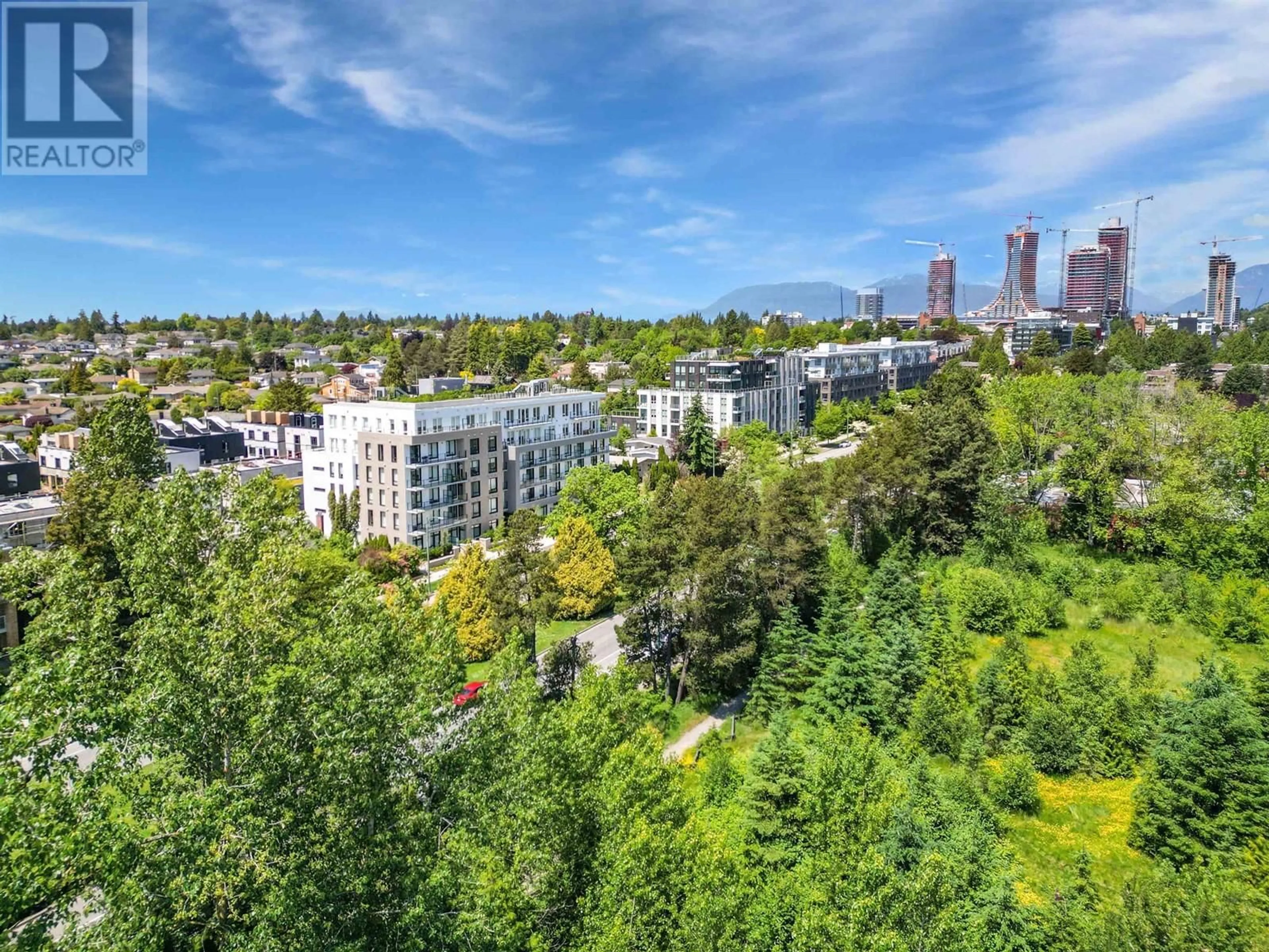 A pic from outside/outdoor area/front of a property/back of a property/a pic from drone, city buildings view from balcony for 305 - 6859 CAMBIE STREET, Vancouver British Columbia V6P0M4