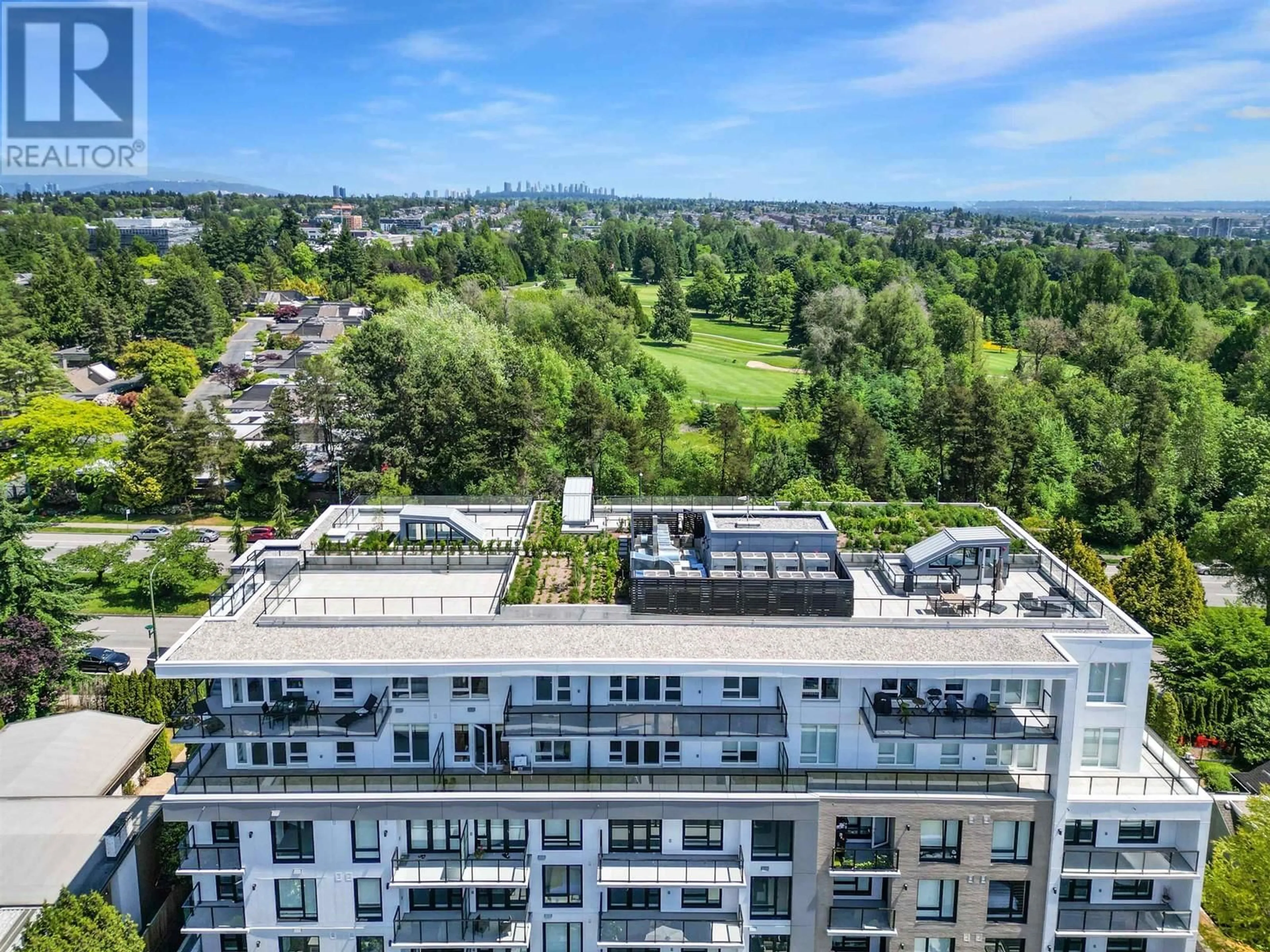 A pic from outside/outdoor area/front of a property/back of a property/a pic from drone, city buildings view from balcony for 305 - 6859 CAMBIE STREET, Vancouver British Columbia V6P0M4