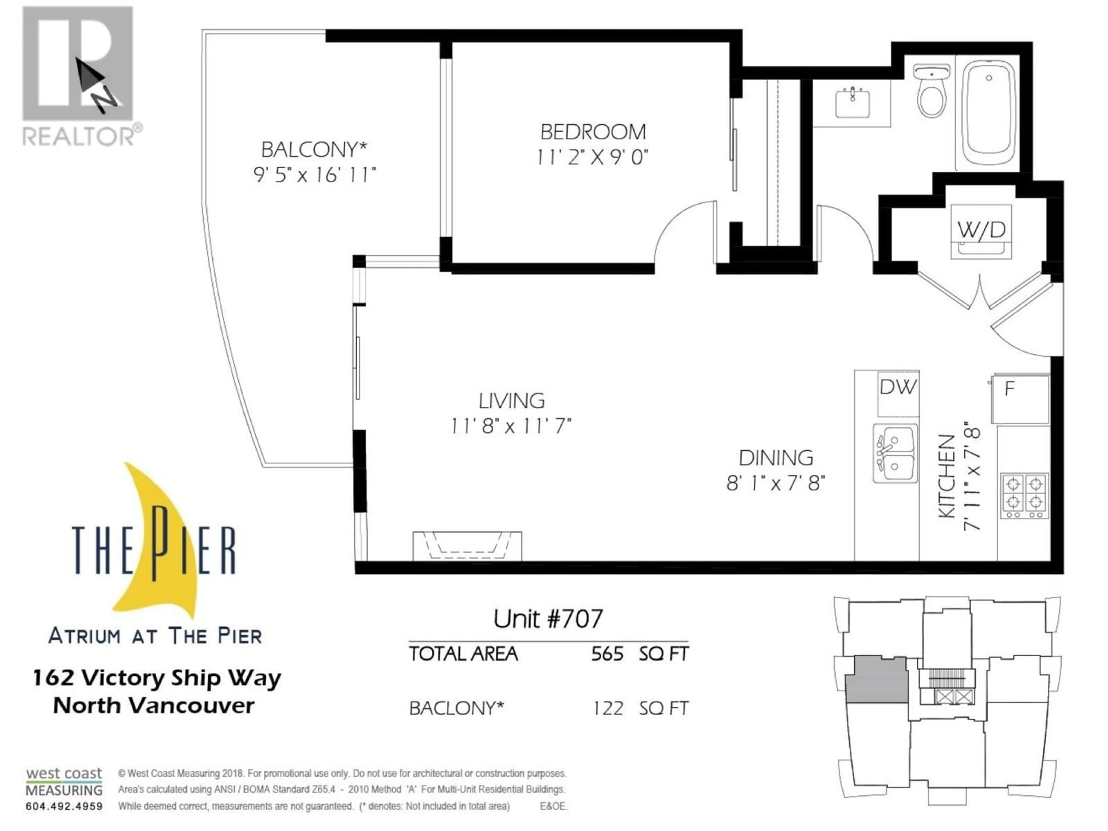 Floor plan for 707 - 162 VICTORY SHIP WAY, North Vancouver British Columbia V7L0B4