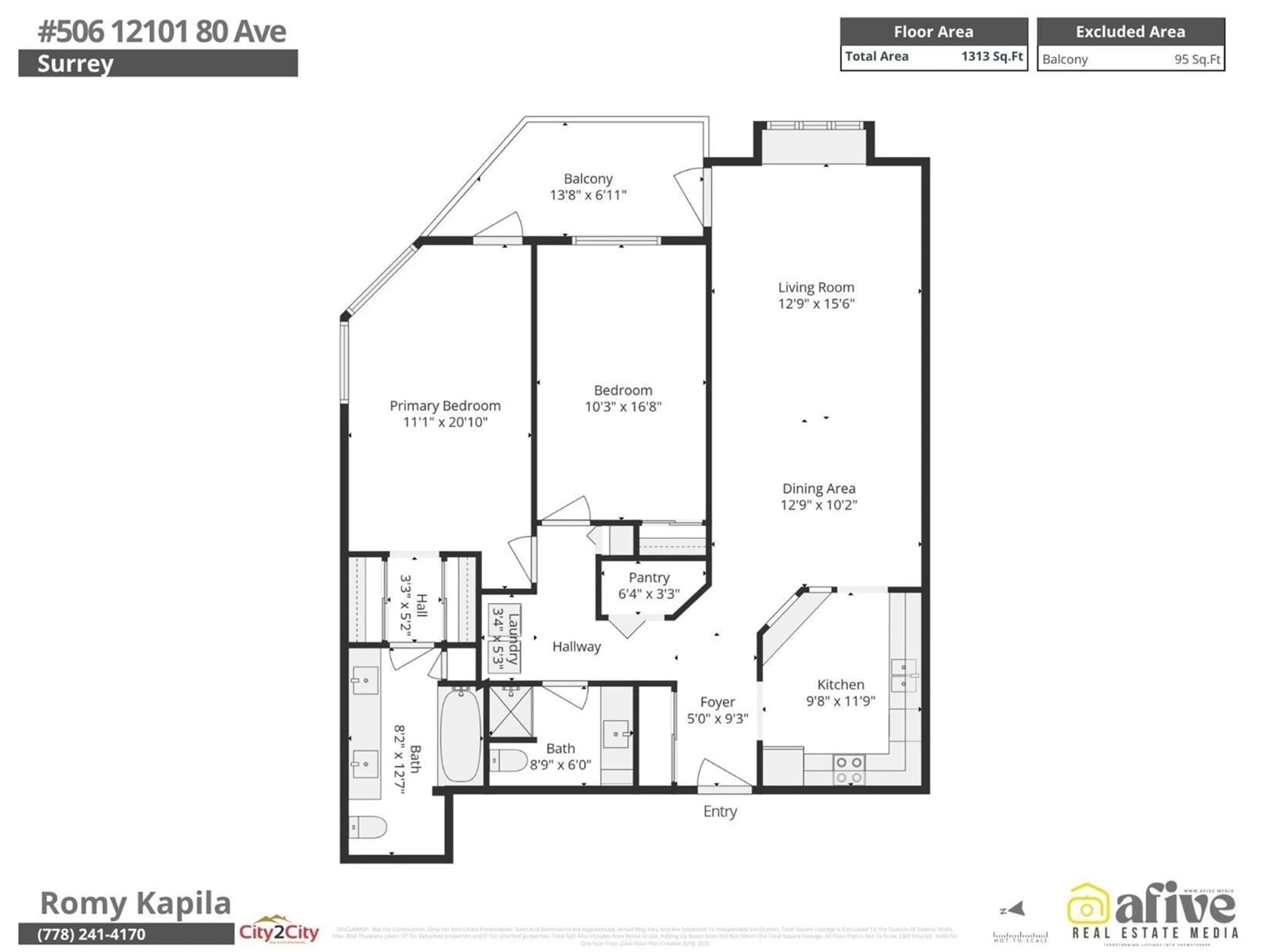 Floor plan for 506 - 12101 80, Surrey British Columbia V3W5V6
