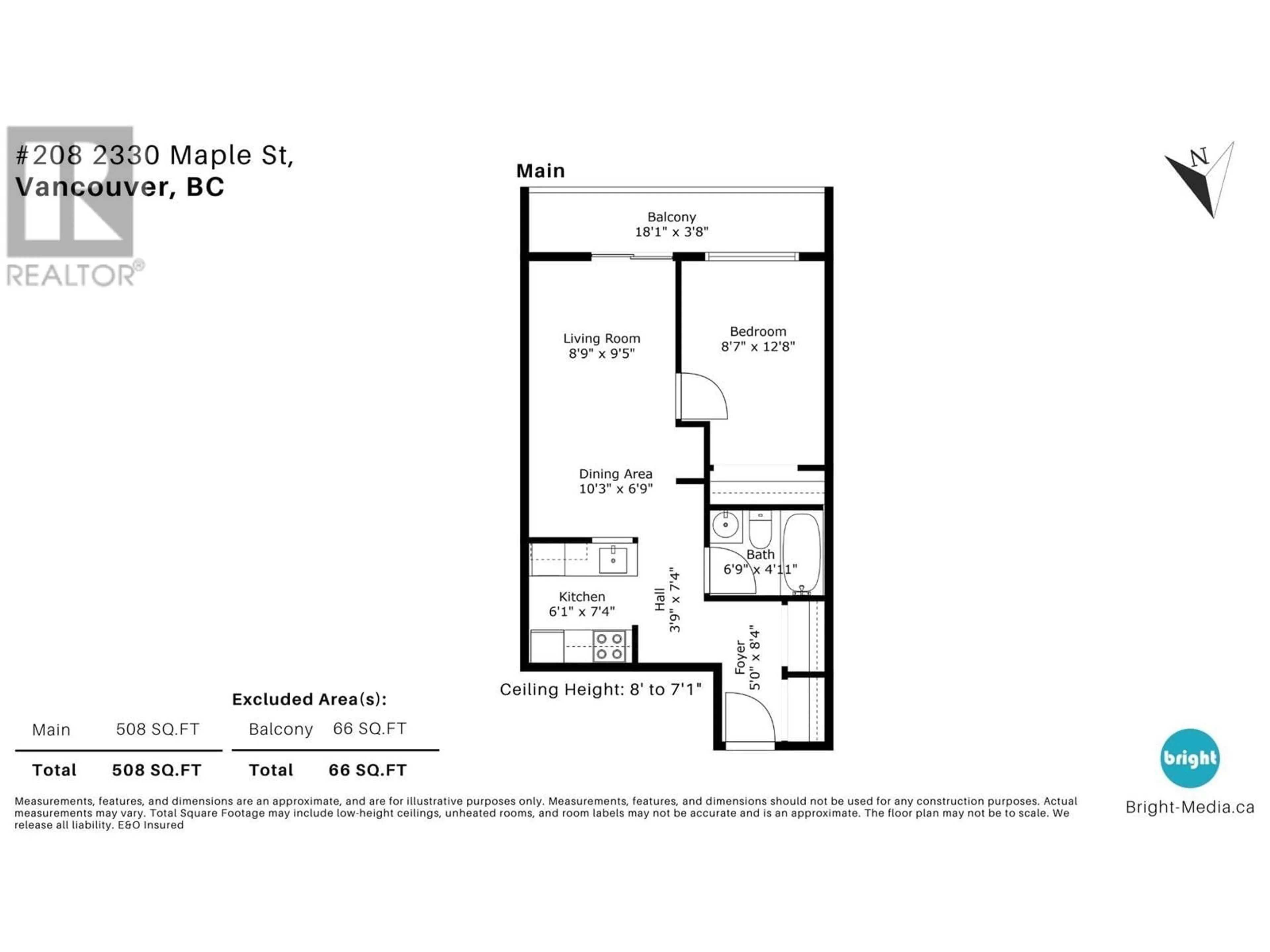 Floor plan for 208 - 2330 MAPLE STREET, Vancouver British Columbia V6J3T6