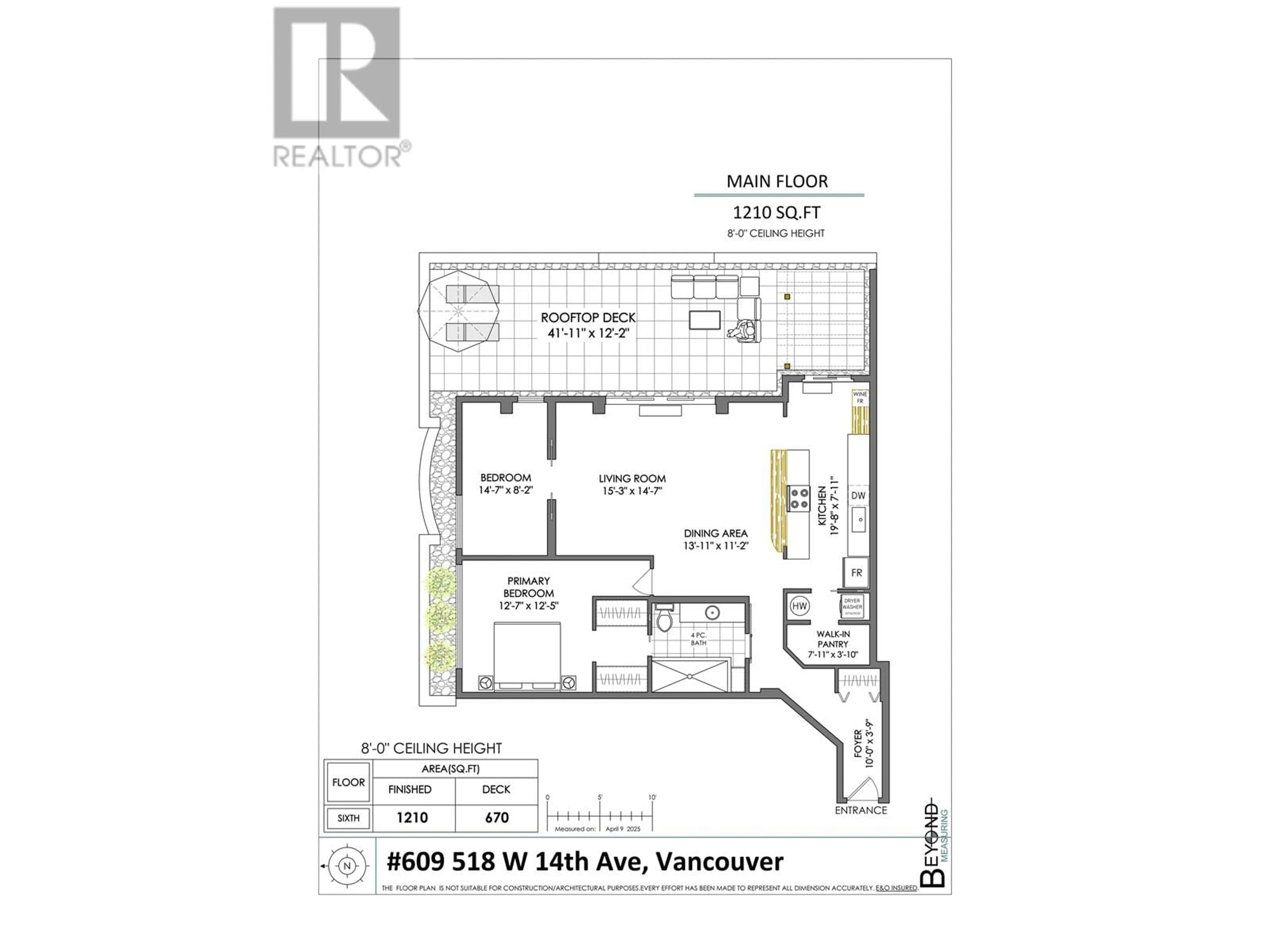 Floor plan for 609 - 518 14 AVENUE, Vancouver British Columbia V5Z4N5