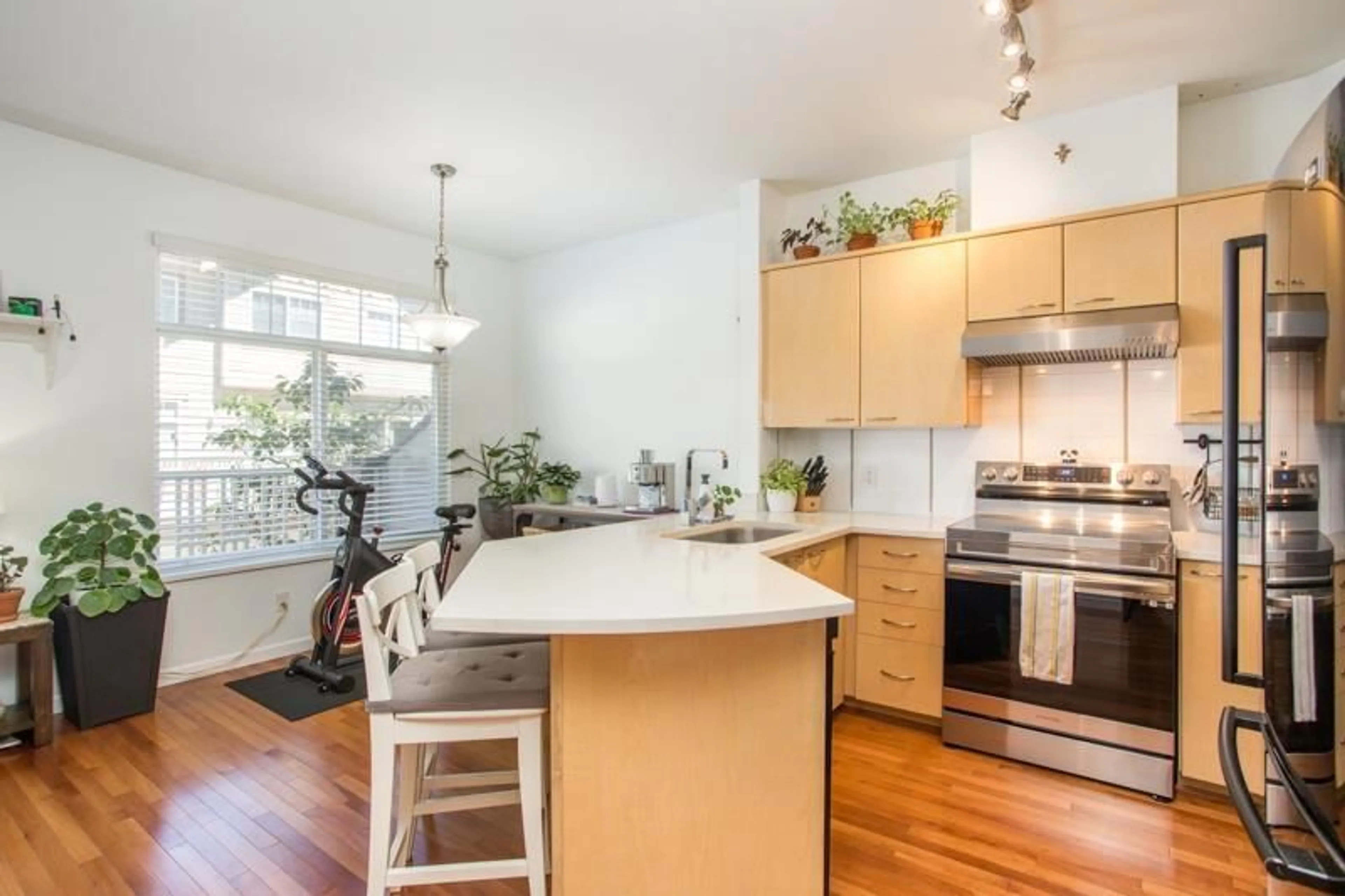 Open concept kitchen, wood/laminate floor for 74 - 2678 KING GEORGE, Surrey British Columbia V4P1H6