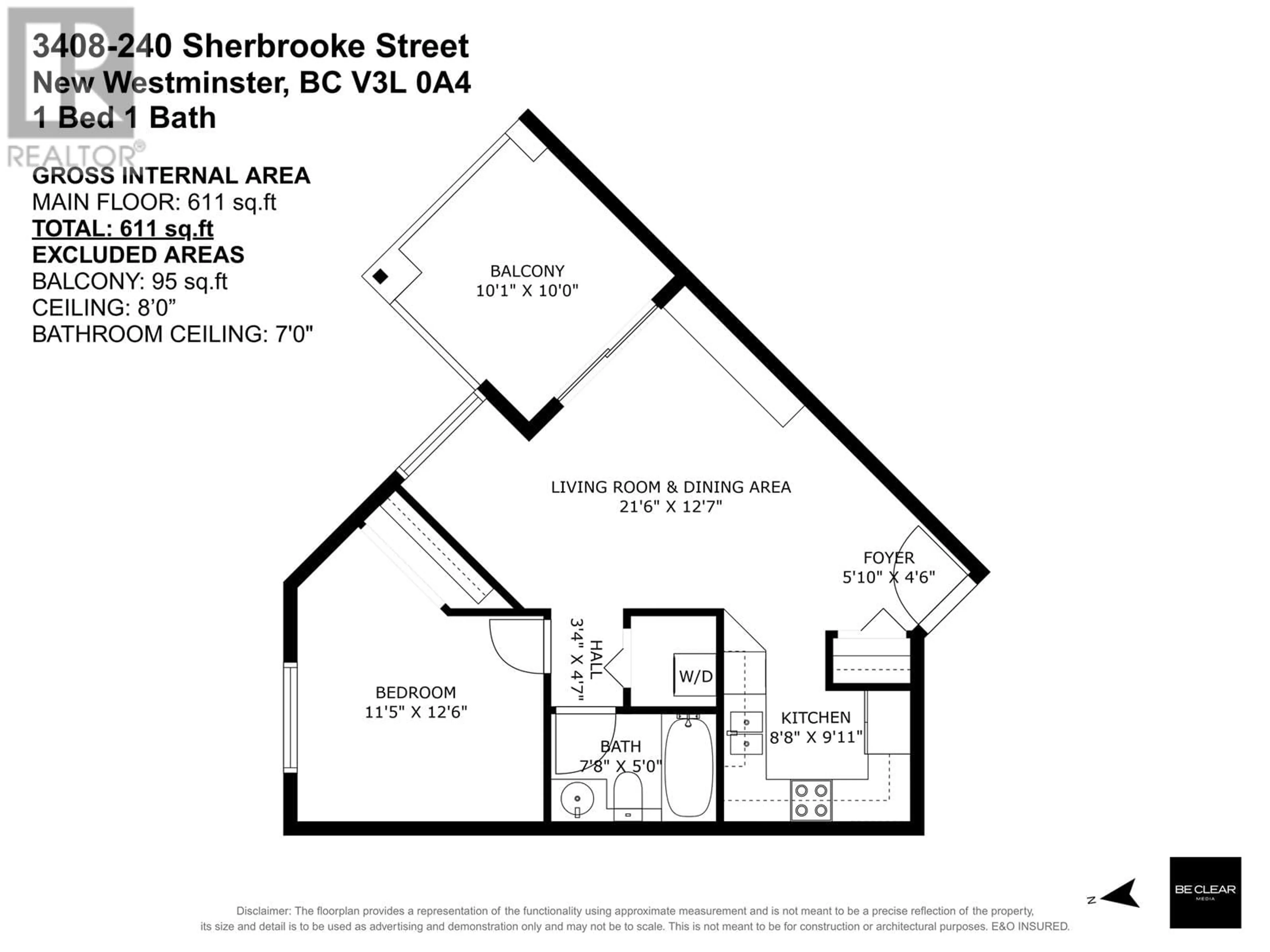 Floor plan for 3408 - 240 SHERBROOKE STREET, New Westminster British Columbia V3L0A4
