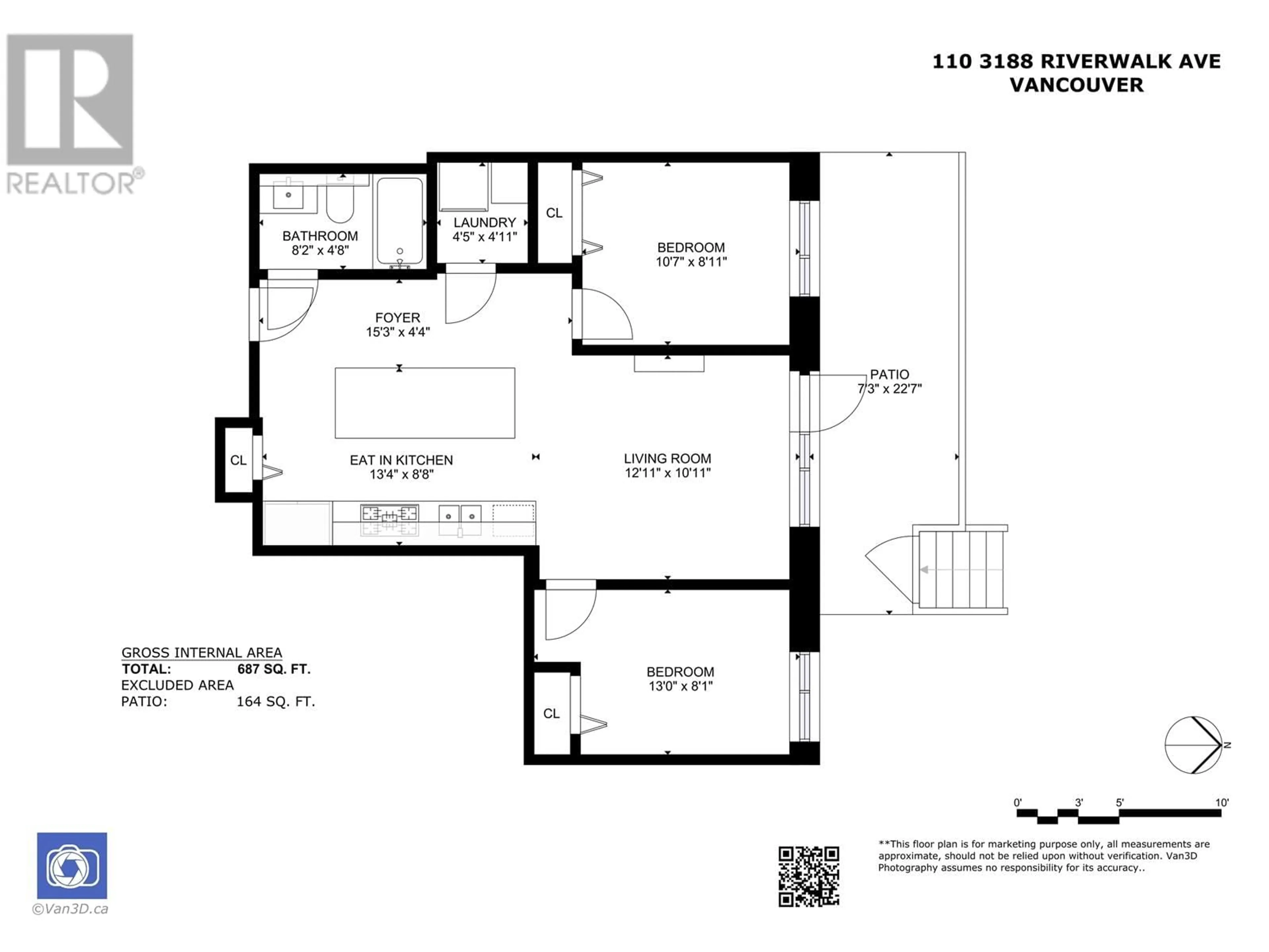Floor plan for 110 - 3188 RIVERWALK AVENUE, Vancouver British Columbia V5S4N4