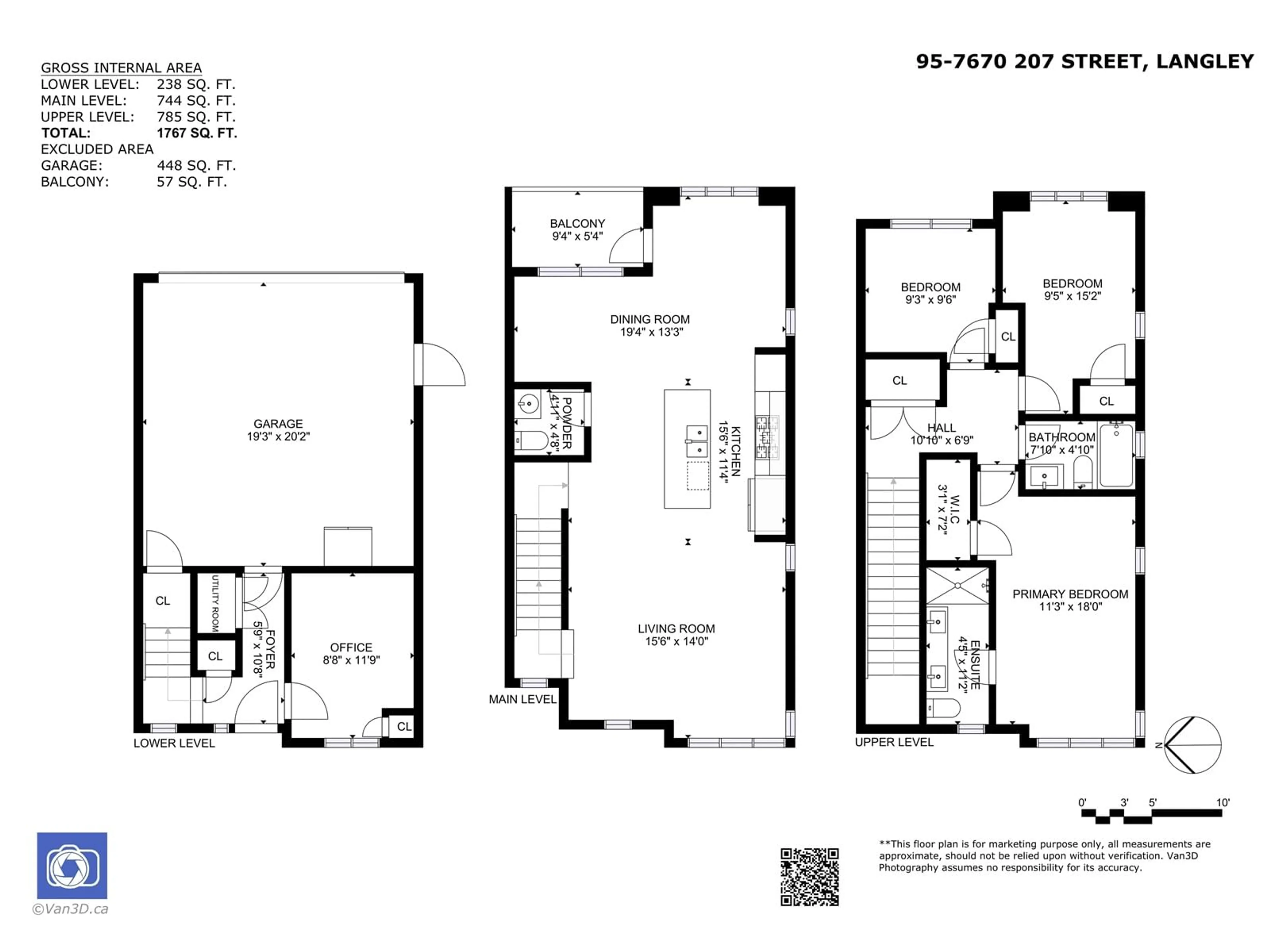 Floor plan for 95 - 7670 207, Langley British Columbia V2Y3N7