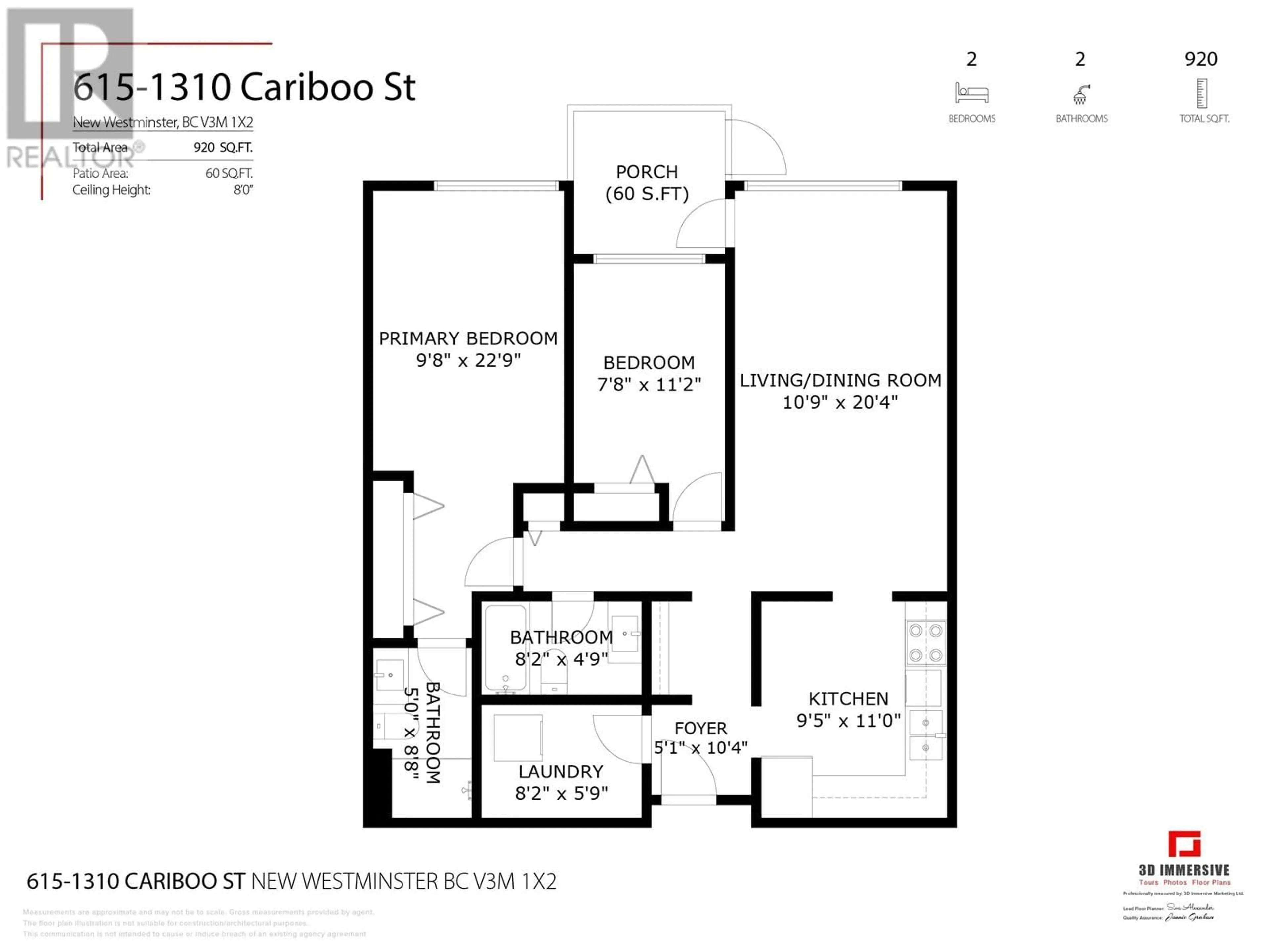 Floor plan for 615 - 1310 CARIBOO STREET, New Westminster British Columbia V3M1X2