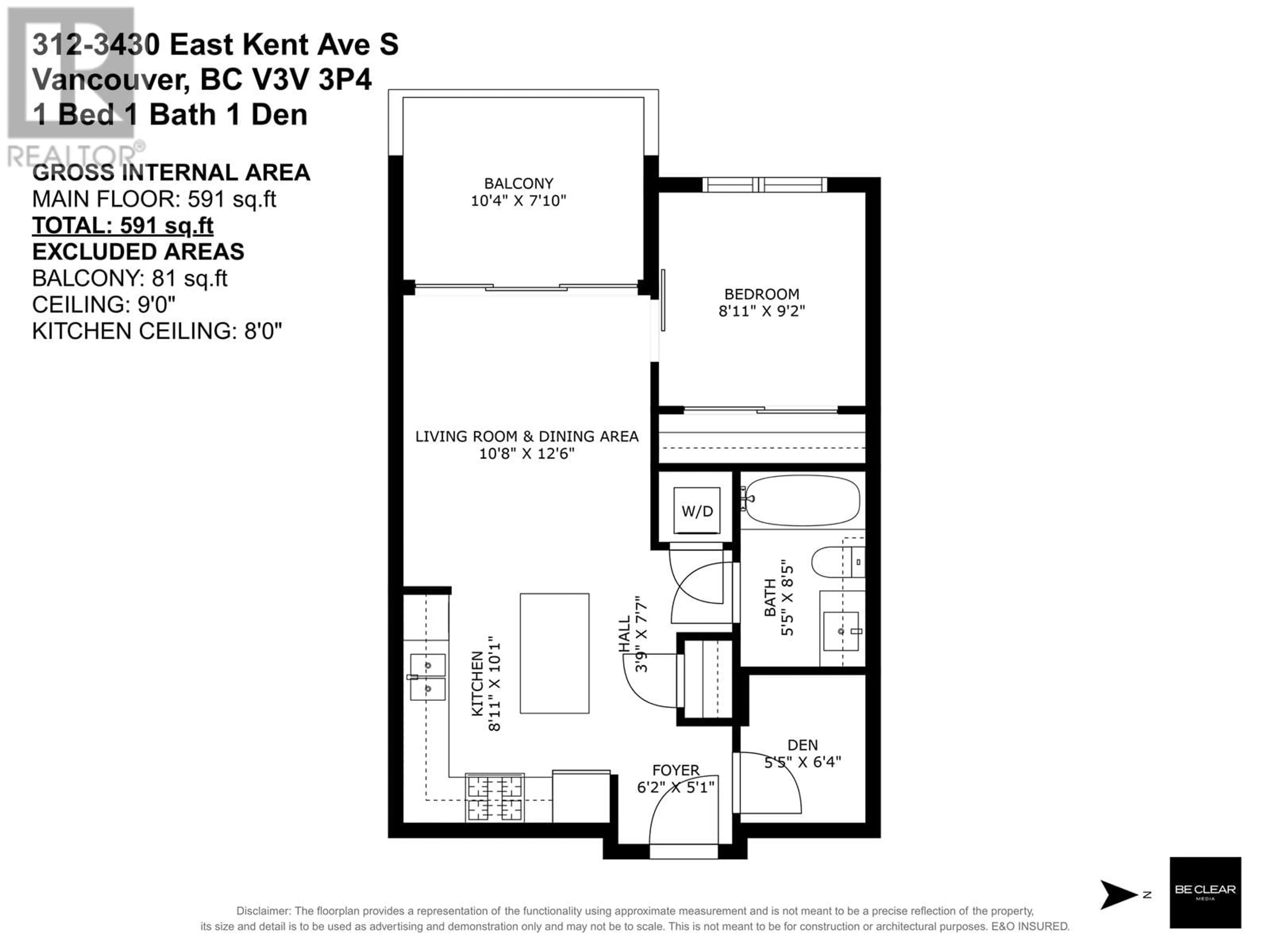 Floor plan for 312 - 3430 KENT AVENUE, Vancouver British Columbia V5S0G7