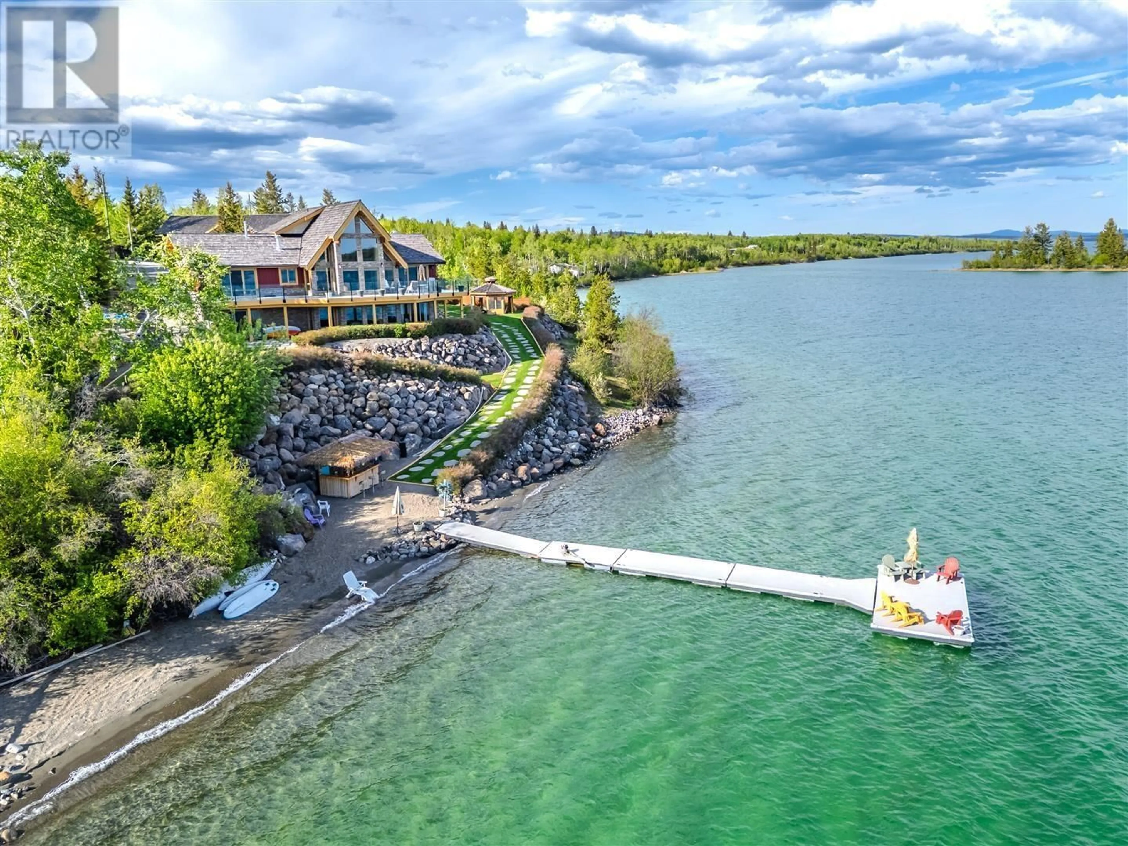 A pic from outside/outdoor area/front of a property/back of a property/a pic from drone, water/lake/river/ocean view for 5834 GREEN LAKE NORTH ROAD, 70 Mile House British Columbia V0K2K1