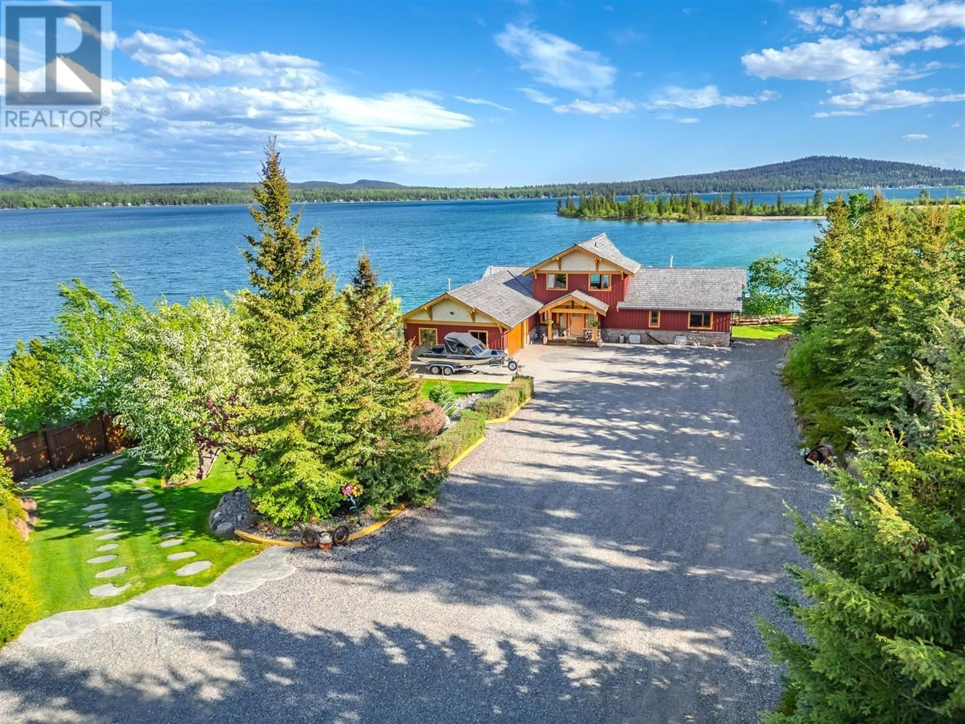 A pic from outside/outdoor area/front of a property/back of a property/a pic from drone, water/lake/river/ocean view for 5834 GREEN LAKE NORTH ROAD, 70 Mile House British Columbia V0K2K1