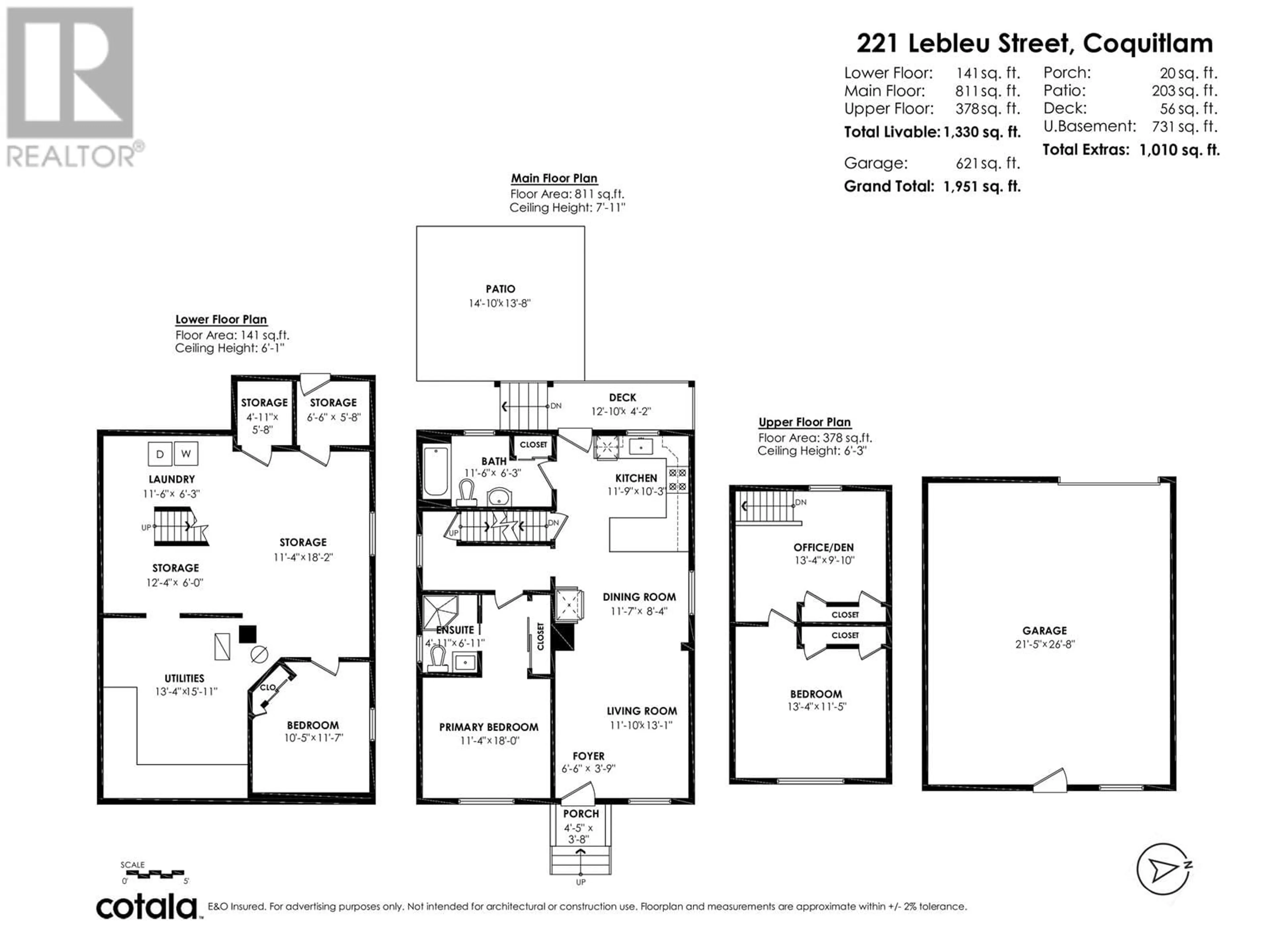 Floor plan for 221 LEBLEU STREET, Coquitlam British Columbia V3K4L7