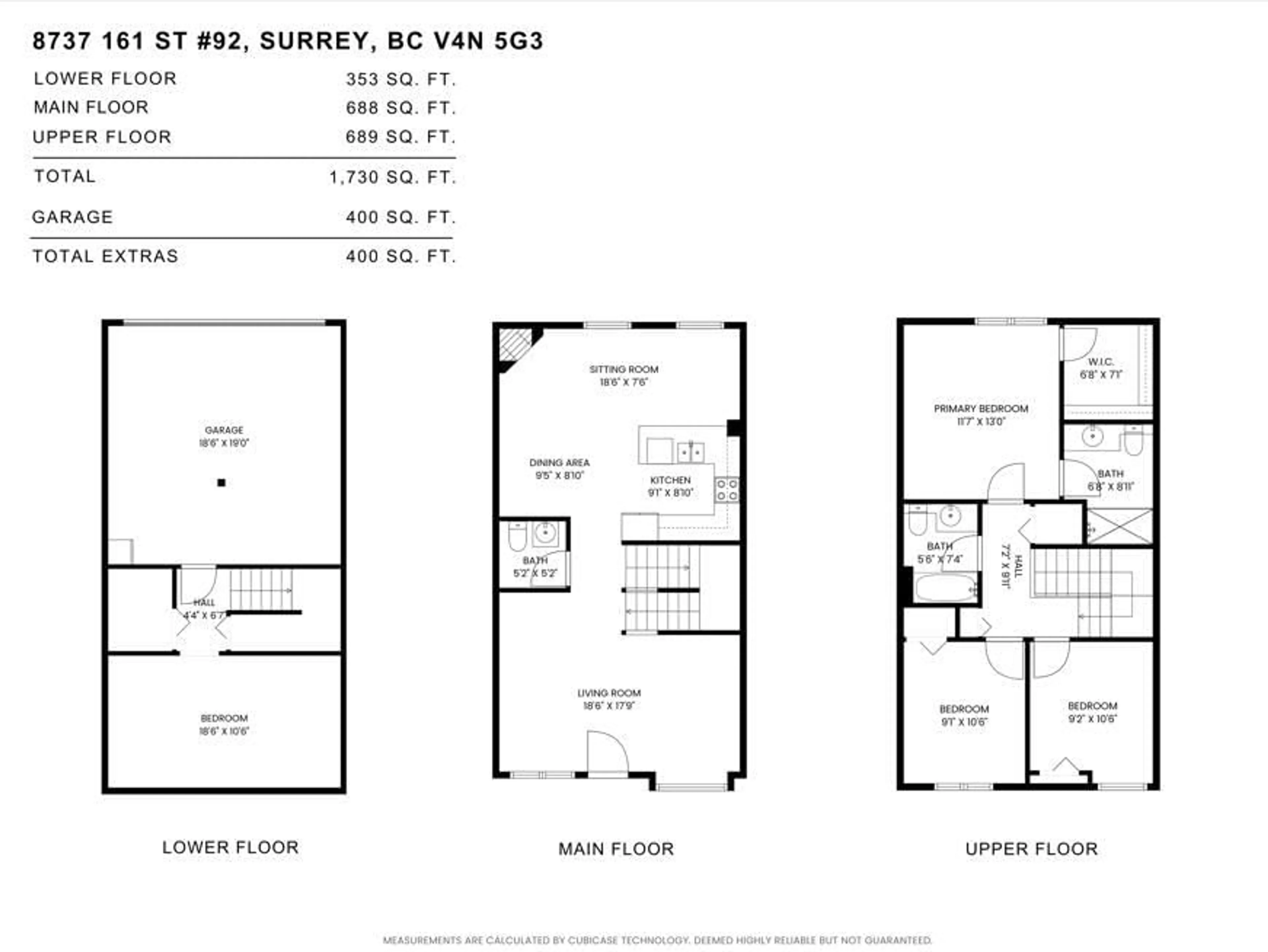 Floor plan for 92 - 8737 161, Surrey British Columbia V4N5G3