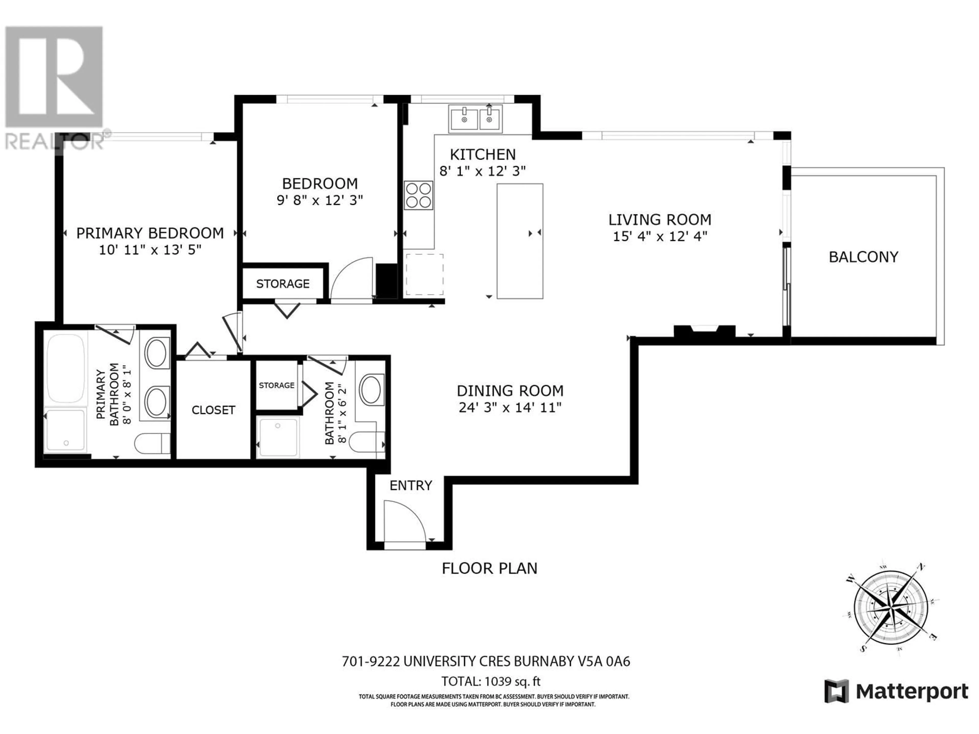 Floor plan for 701 - 9222 UNIVERSITY CRESCENT, Burnaby British Columbia V5A0A6