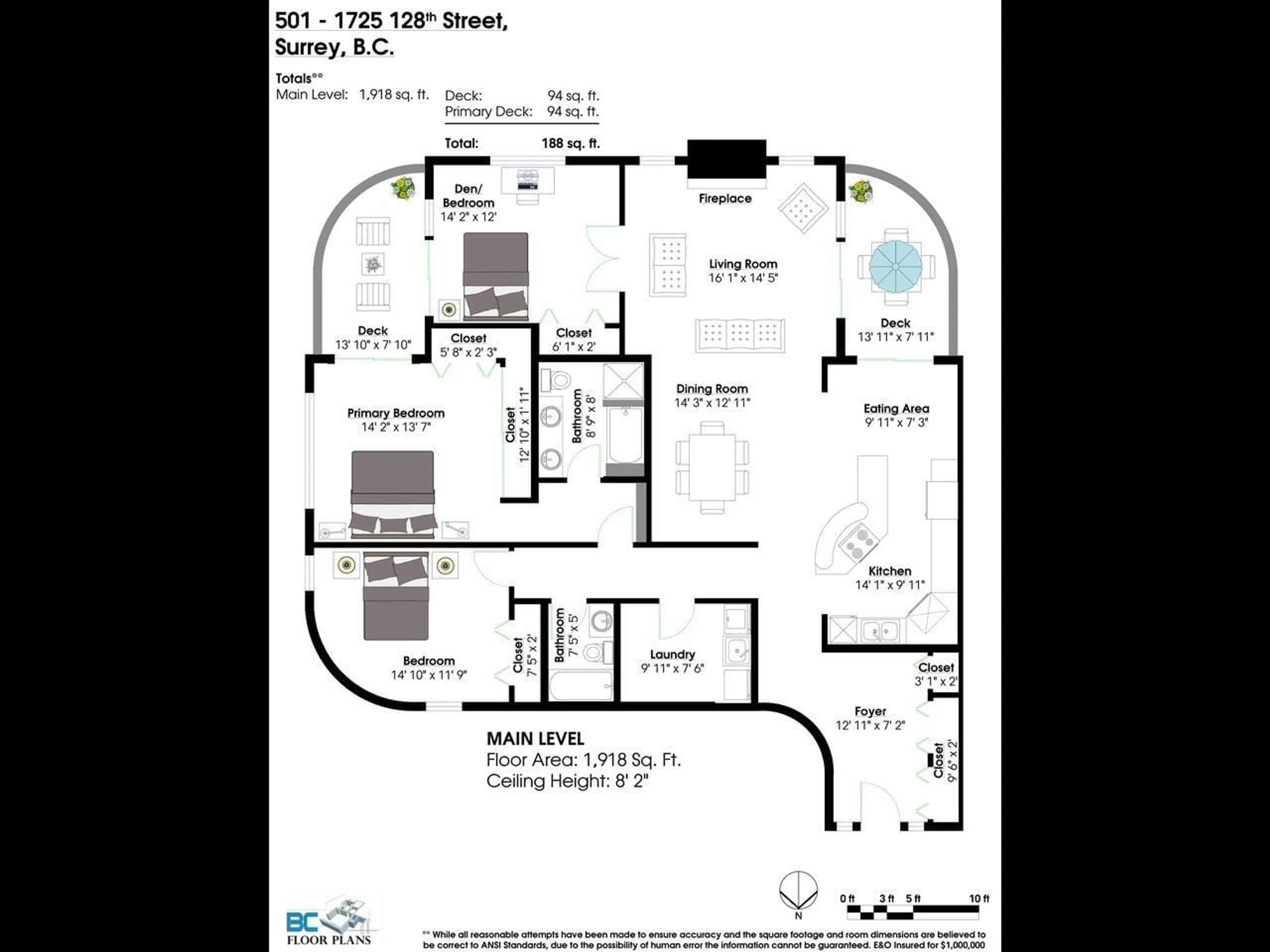 Floor plan for 501 - 1725 128, Surrey British Columbia V4A3V2