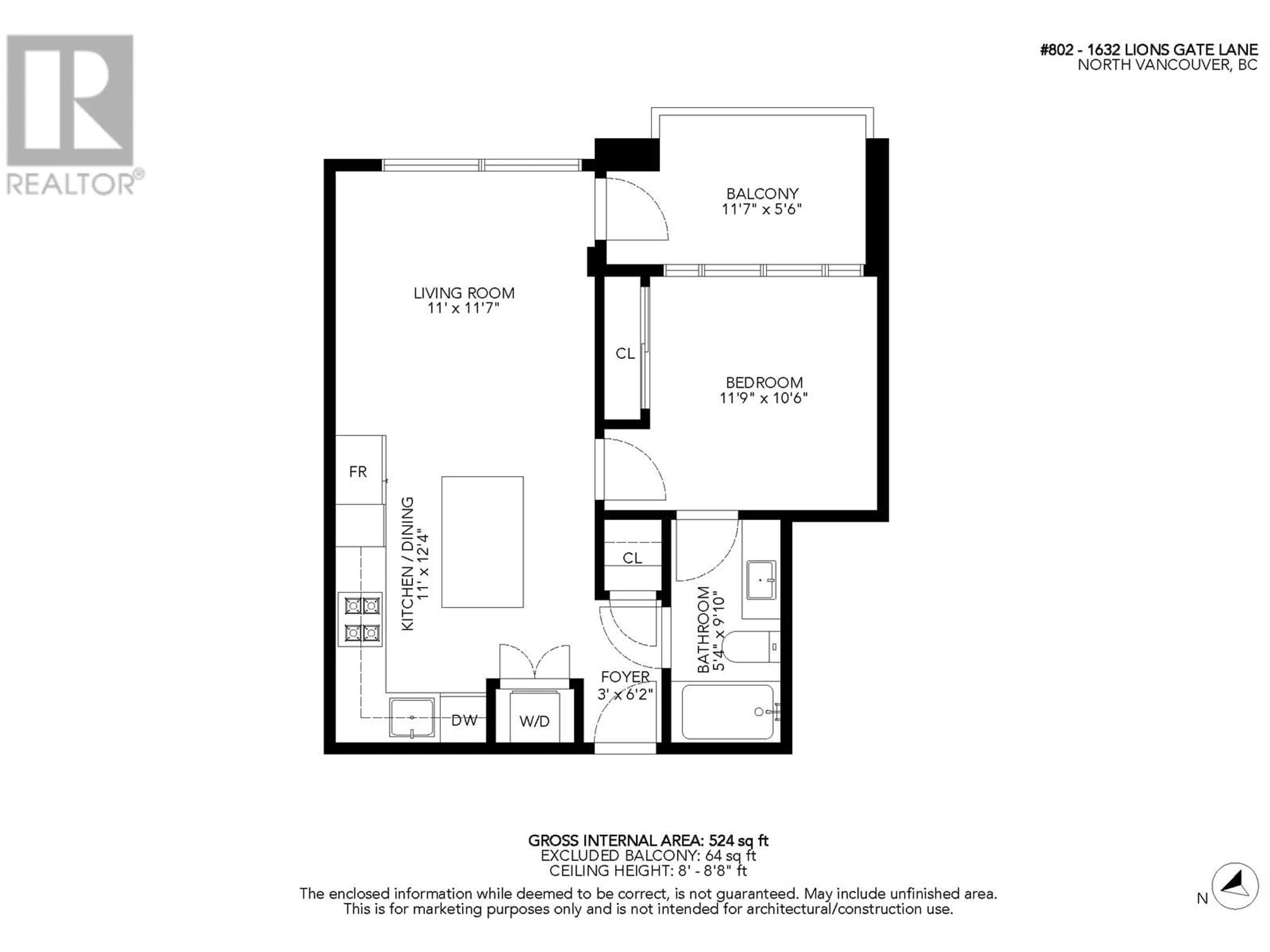 Floor plan for 802 - 1632 LIONS GATE LANE, North Vancouver British Columbia V7P0E2