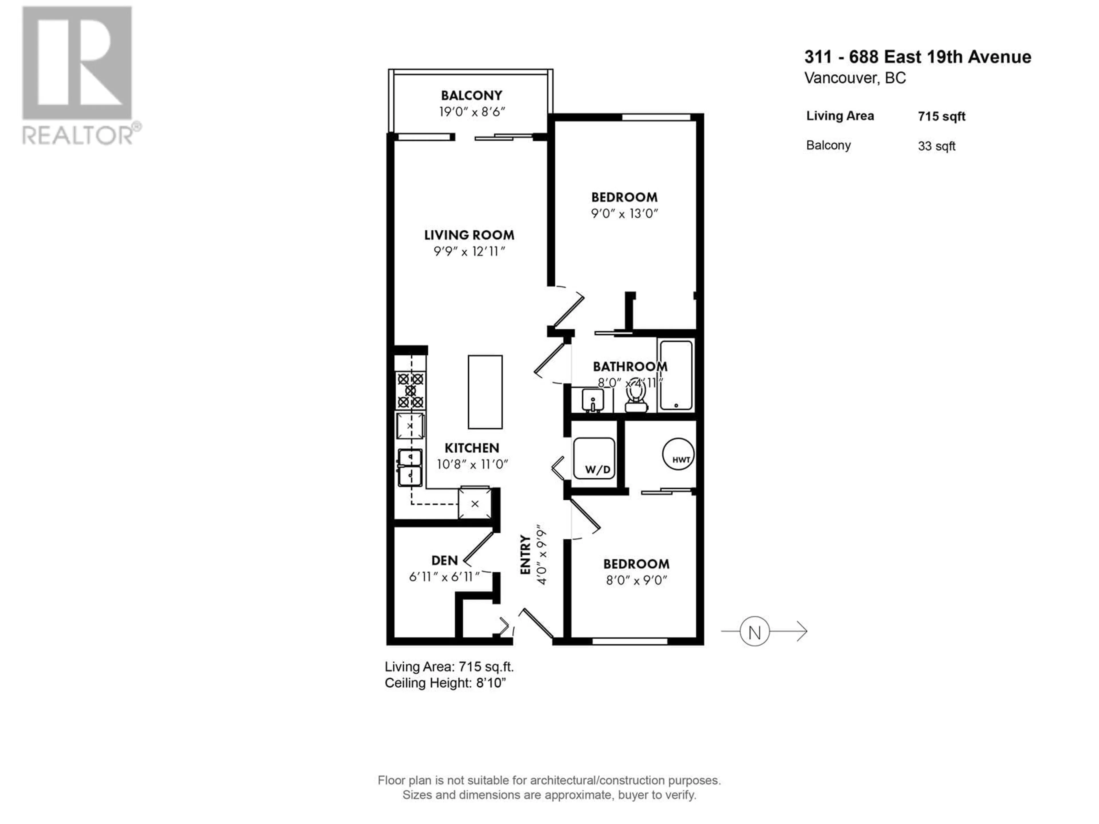 Floor plan for 311 - 688 19TH AVENUE, Vancouver British Columbia V5V1K2