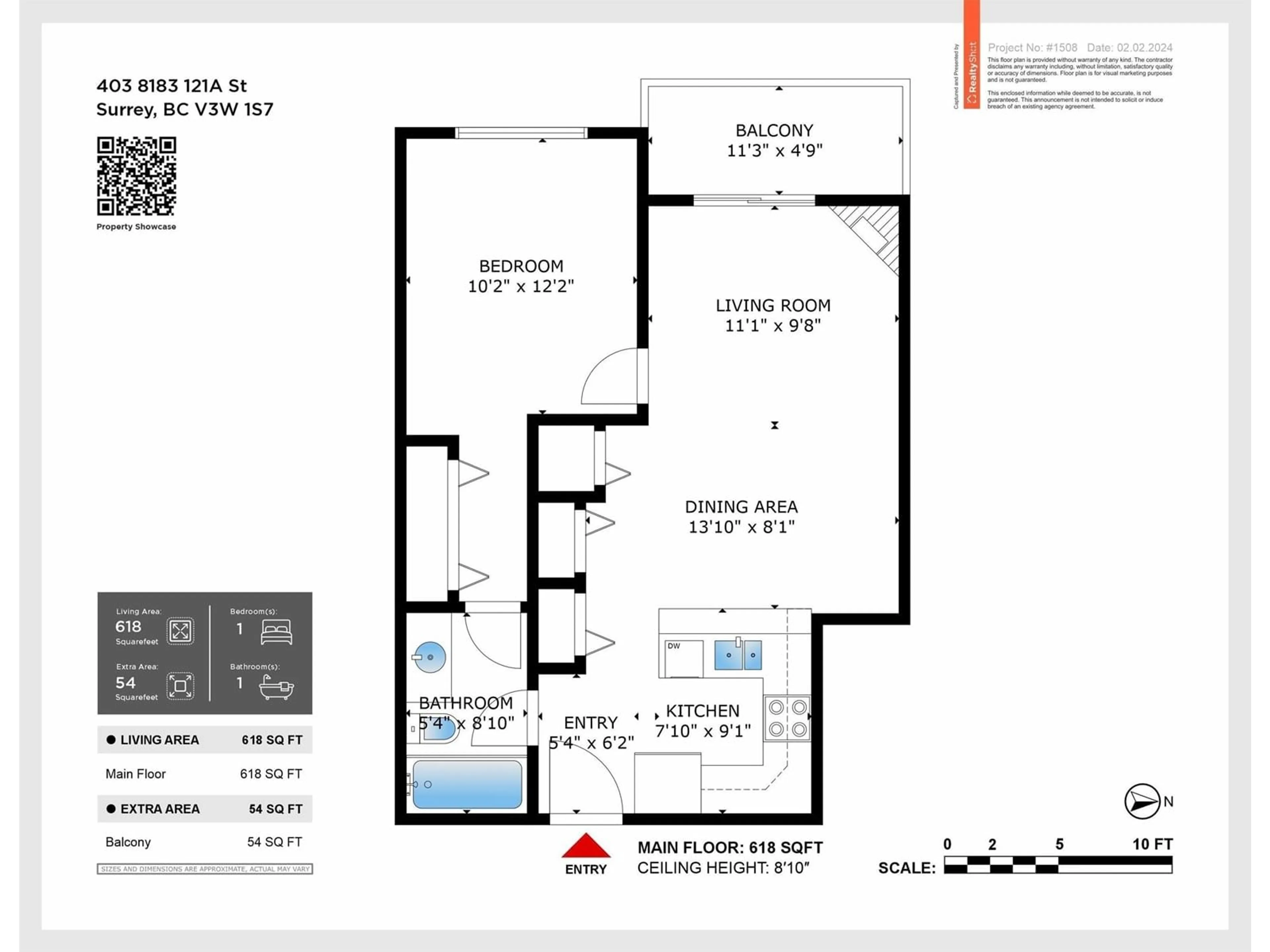 Floor plan for 403 - 8183 121A, Surrey British Columbia V3W1S7