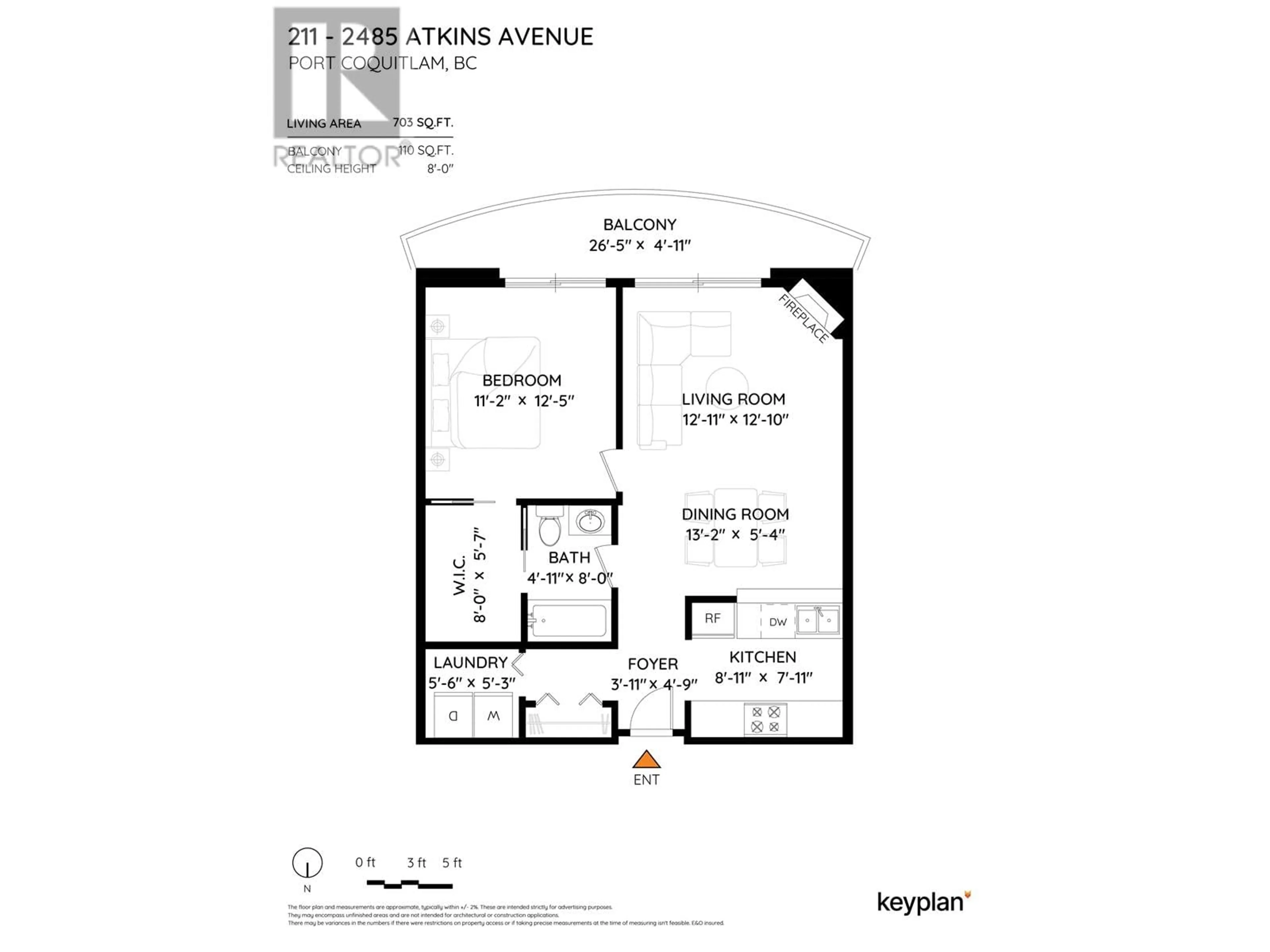 Floor plan for 211 - 2485 ATKINS AVENUE, Port Coquitlam British Columbia V3C1Z1