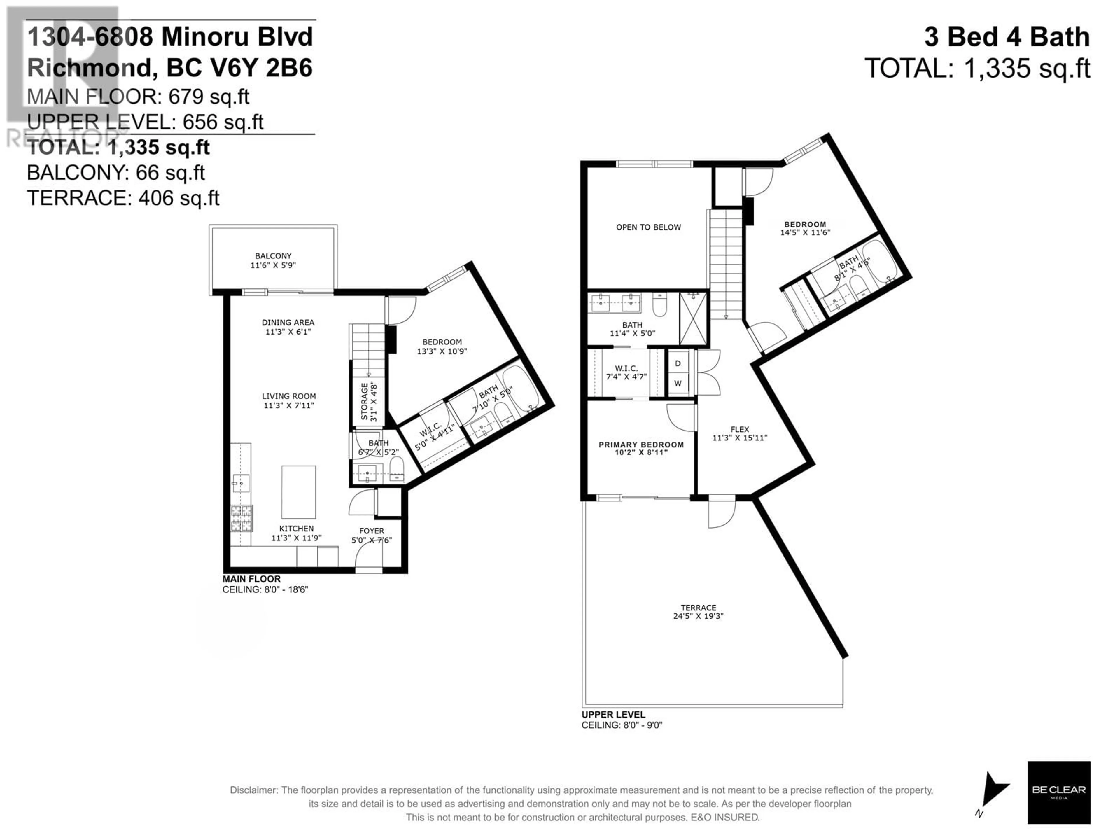 Floor plan for 1304 - 6808 MINORU BOULEVARD, Richmond British Columbia V6Y0M7