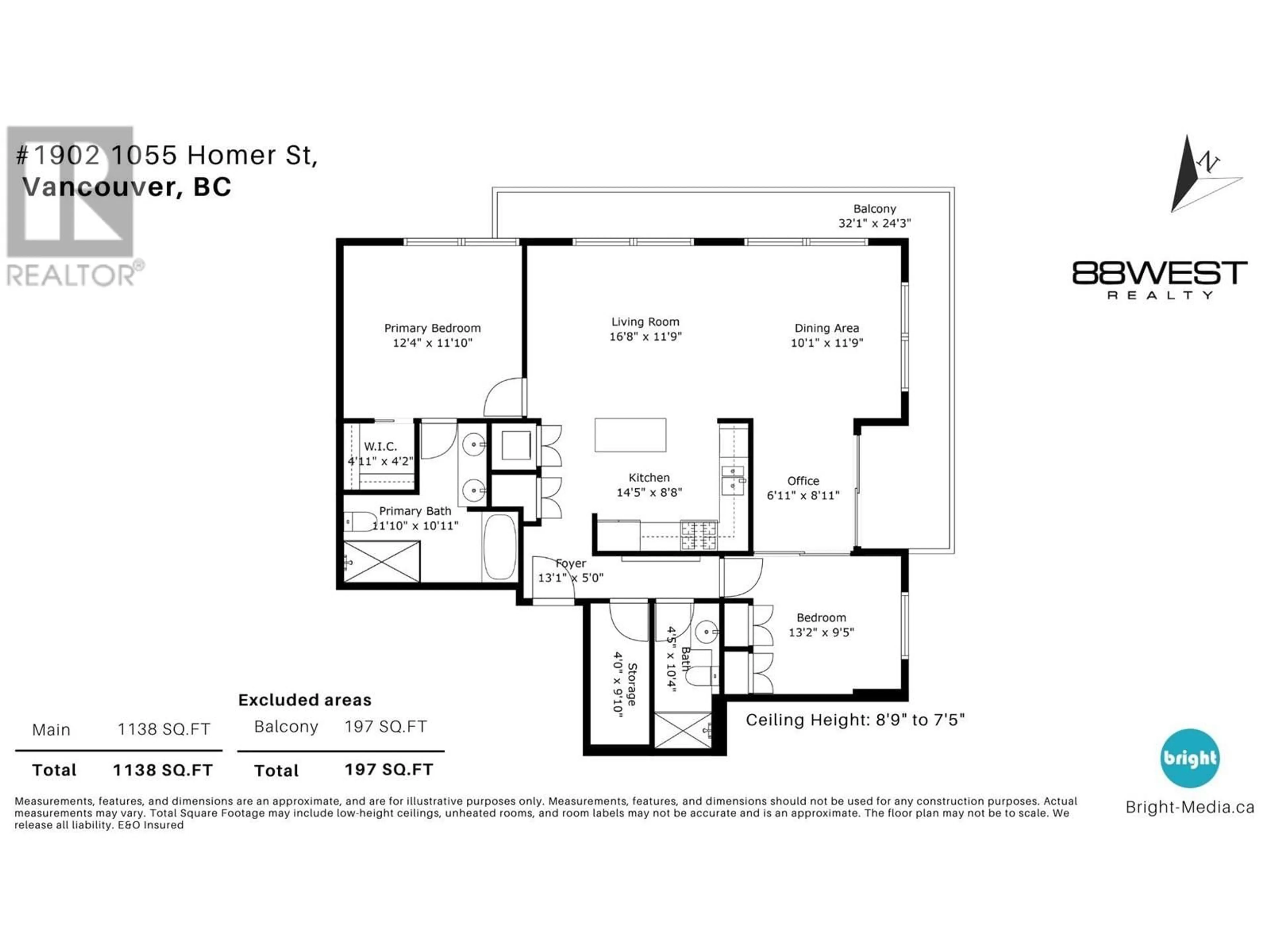 Floor plan for 1902 - 1055 HOMER STREET, Vancouver British Columbia V6B1G3