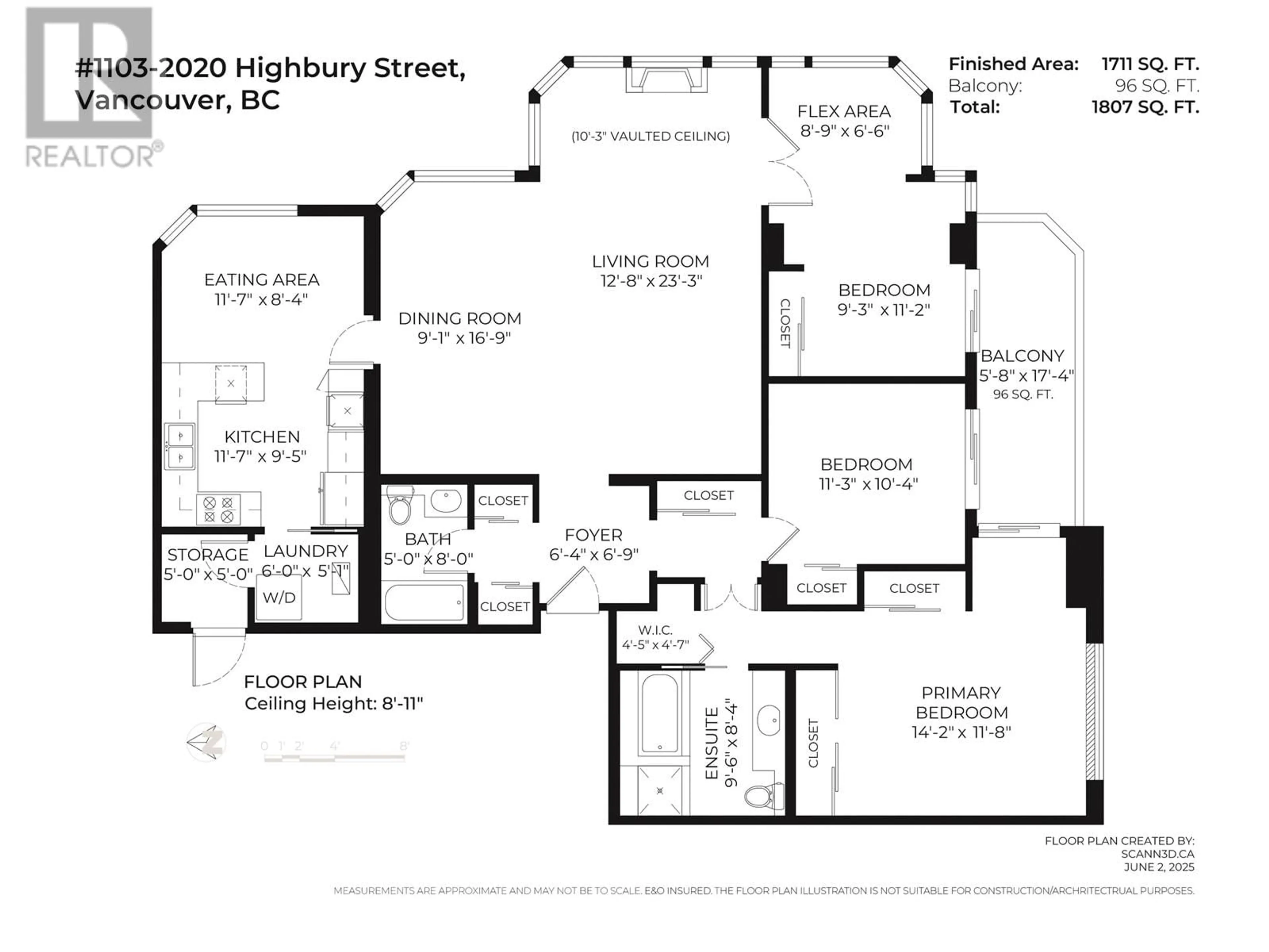 Floor plan for 1103 - 2020 HIGHBURY STREET, Vancouver British Columbia V6R4N9